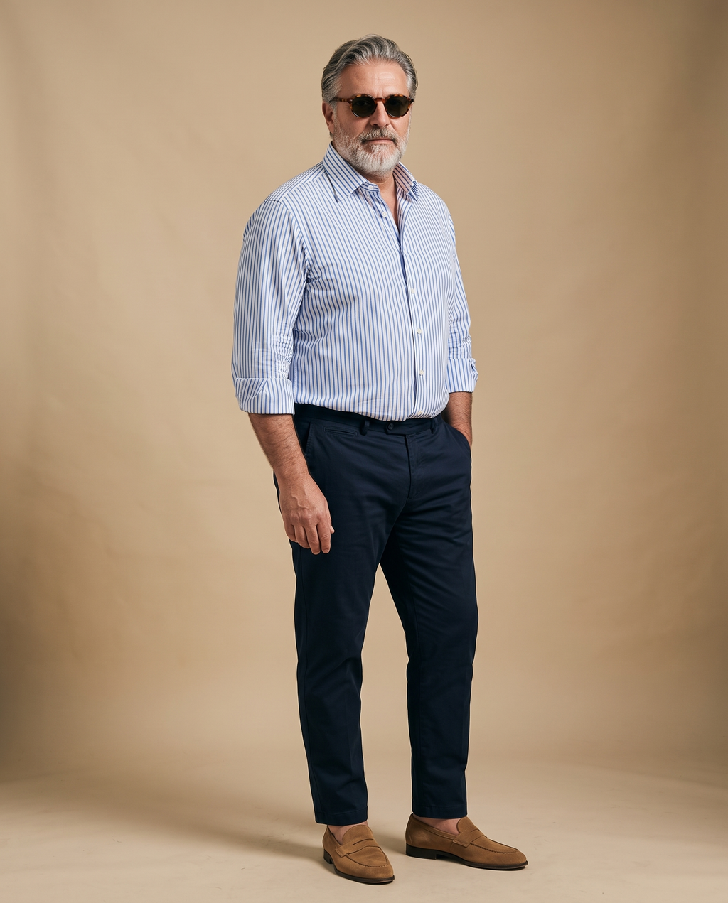 Camicia a righe bengala blu — EXTRA LARGE