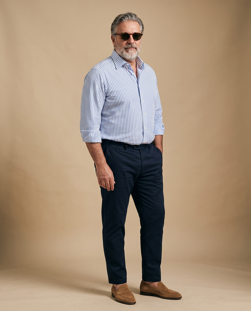 Camicia a righe bengala blu — EXTRA LARGE