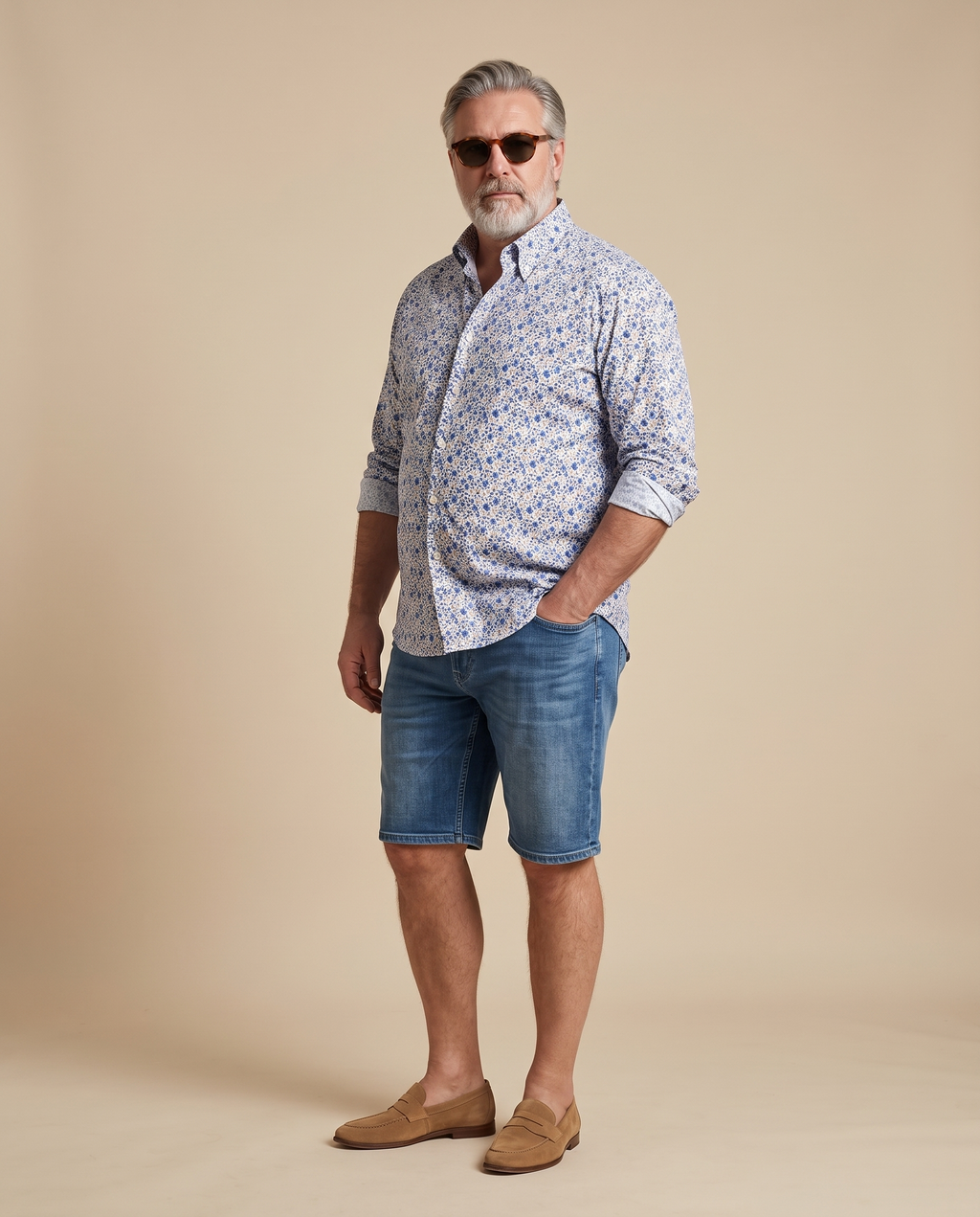 Camicia casual floreale blu — EXTRA LARGE