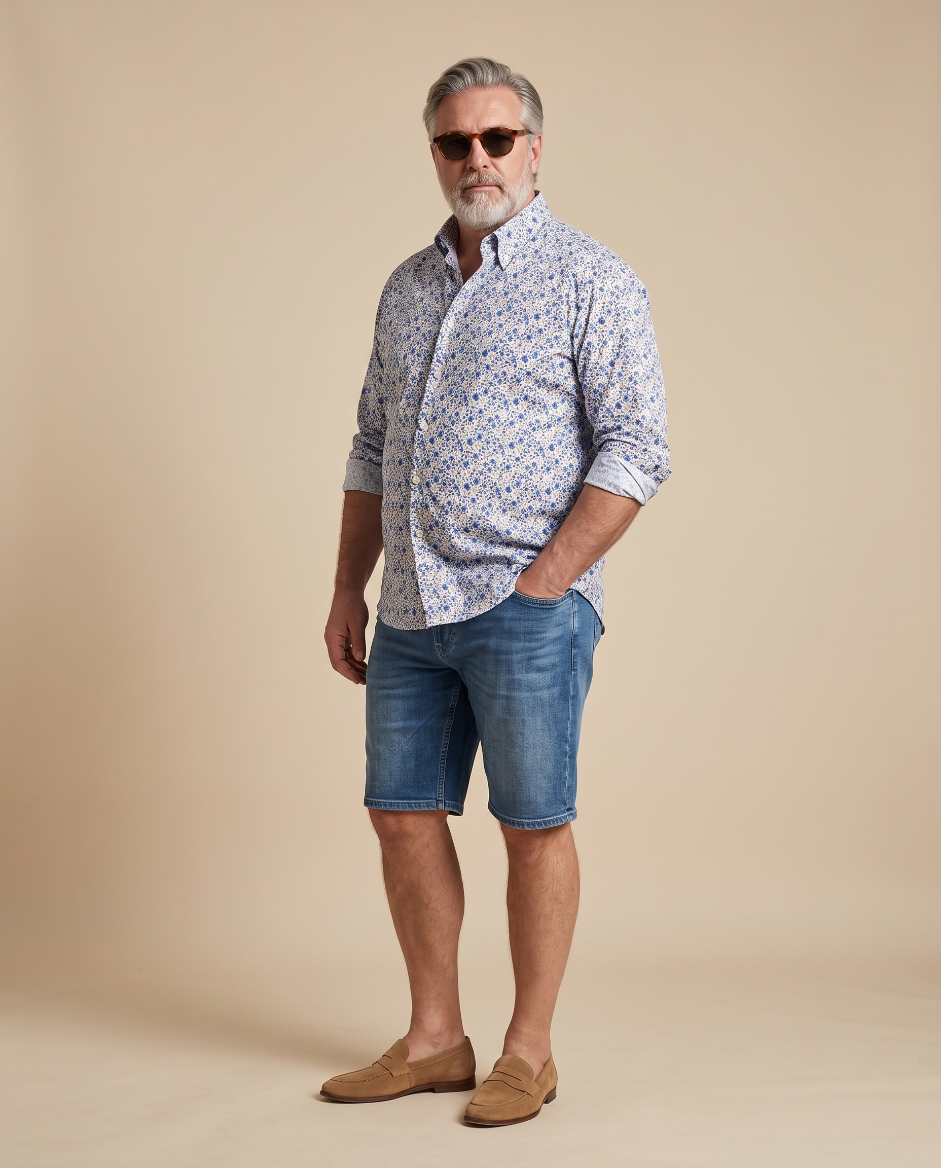 Camicia casual floreale blu — EXTRA LARGE
