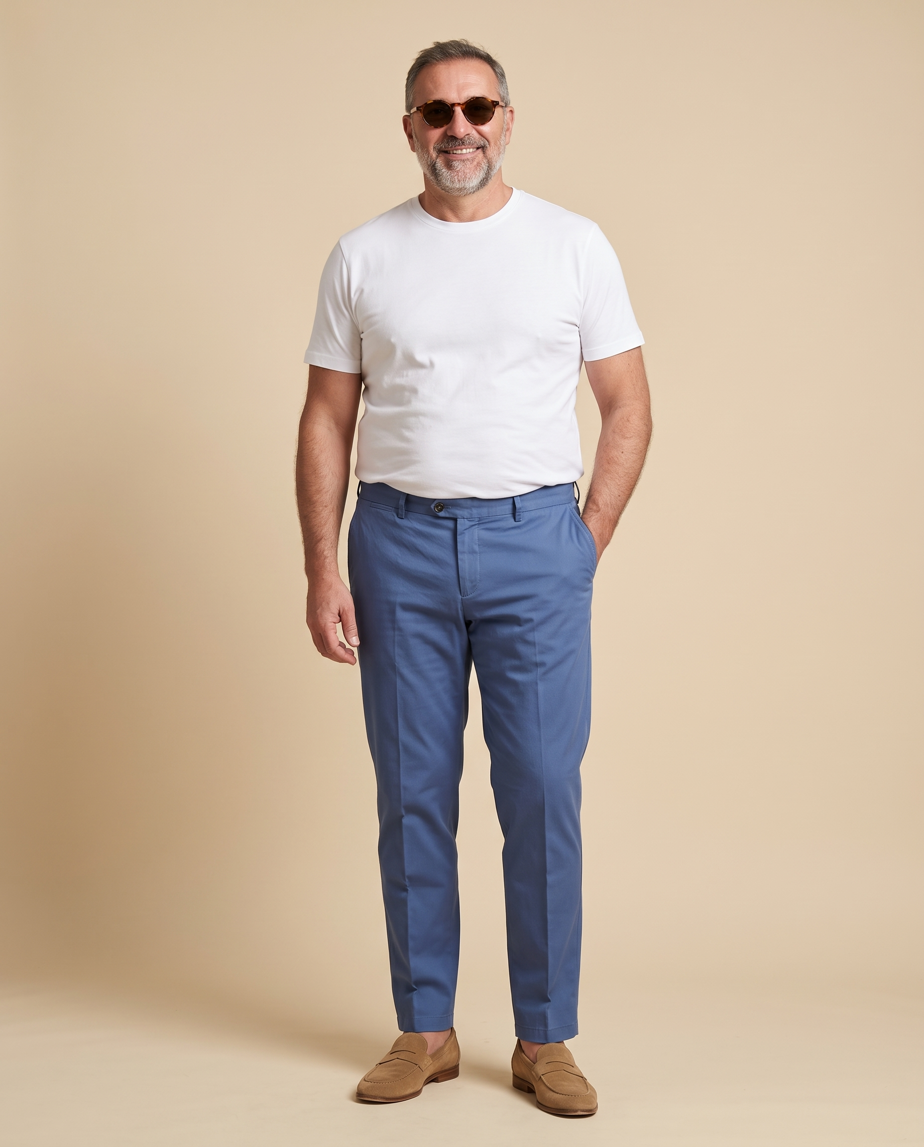 Chino azzurro polvere in cotone — EXTRA LARGE