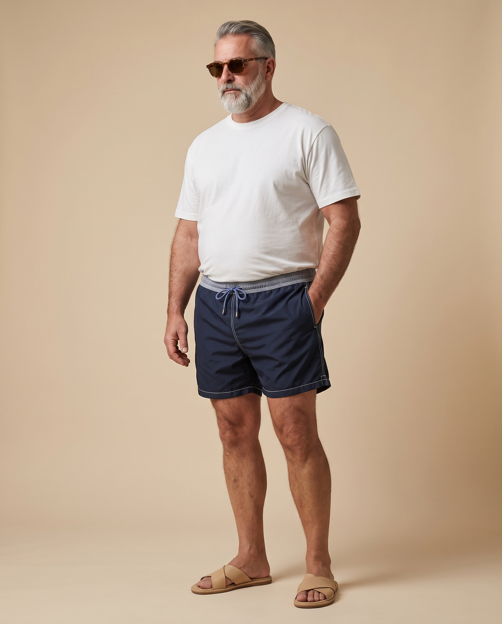 Costume da bagno blu navy tinta unita — EXTRA LARGE