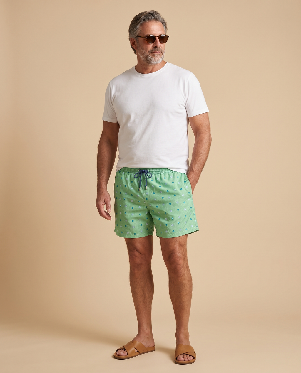 Costume da bagno verde mela a fiori — EXTRA LARGE