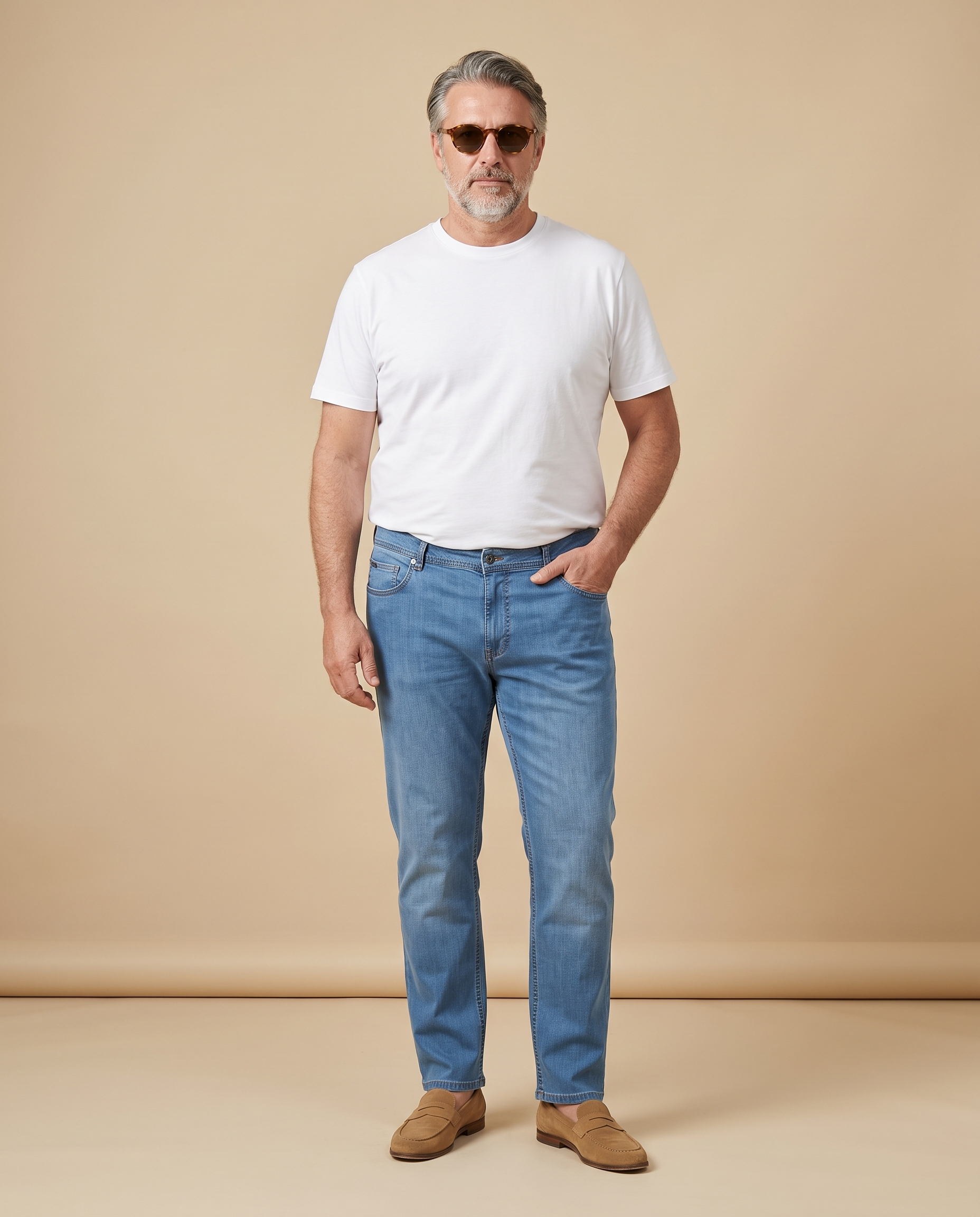 Jeans a 5 tasche in denim chiaro — EXTRA LARGE
