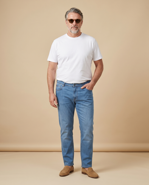 Jeans a 5 tasche in denim chiaro — EXTRA LARGE