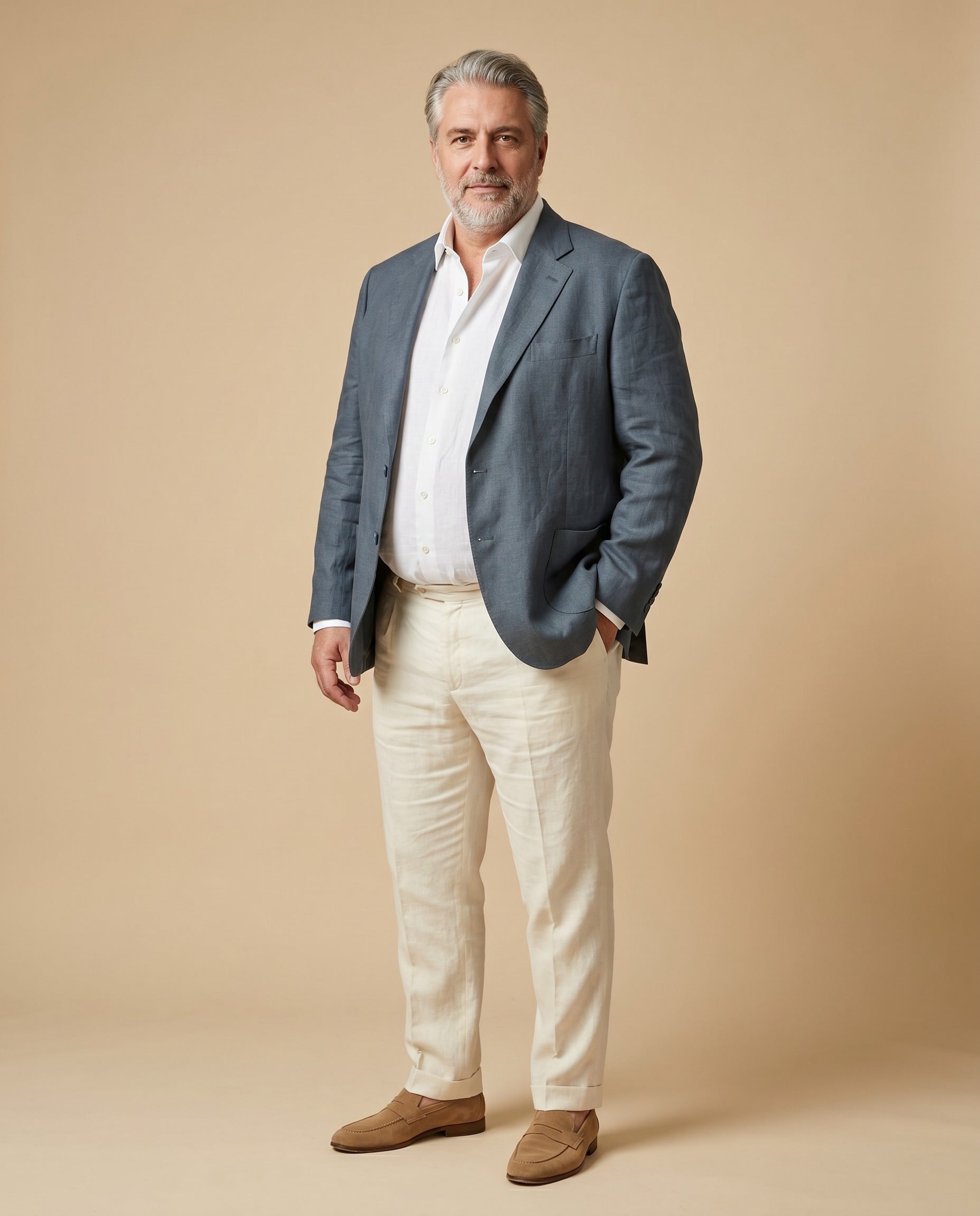 Chaqueta de lino azul grisáceo — EXTRA LARGE