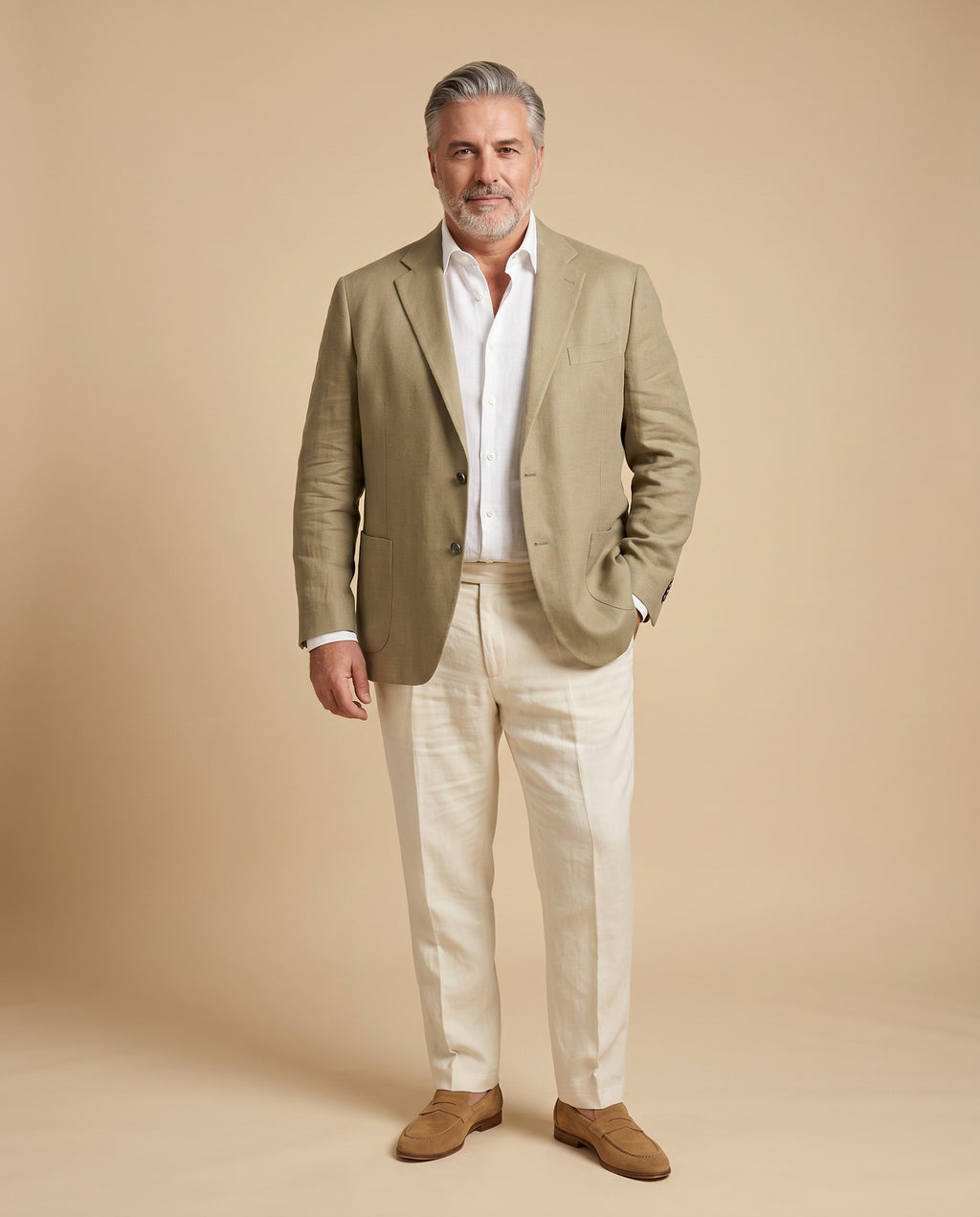 Sage green linen jacket — EXTRA LARGE