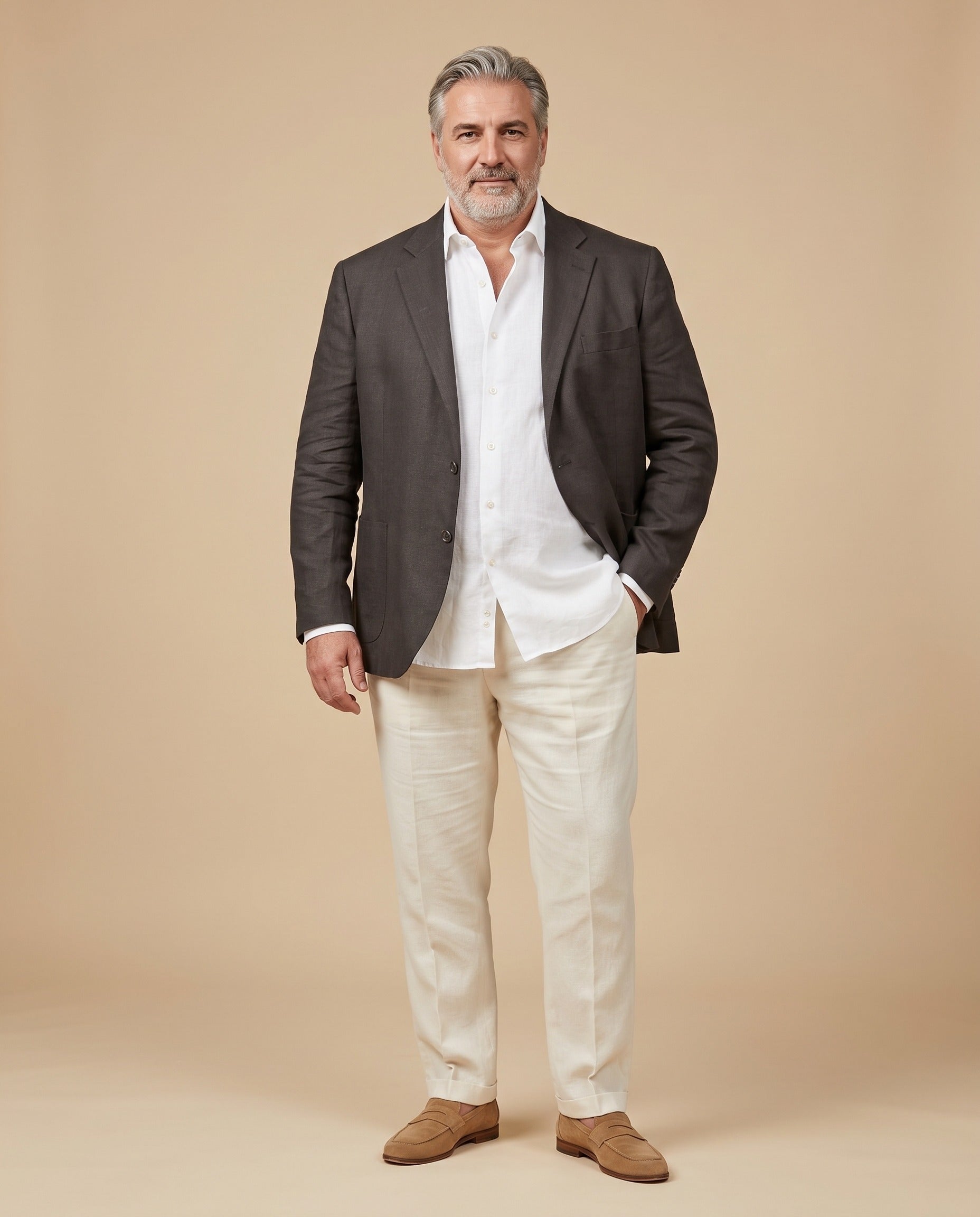Chaqueta de lino gris oscuro — EXTRA LARGE