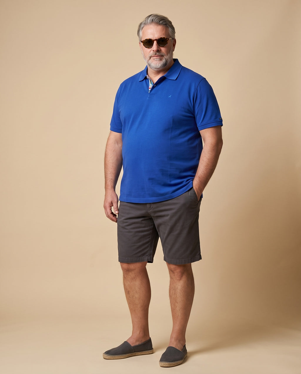 Polo blu royal in cotone — EXTRA LARGE
