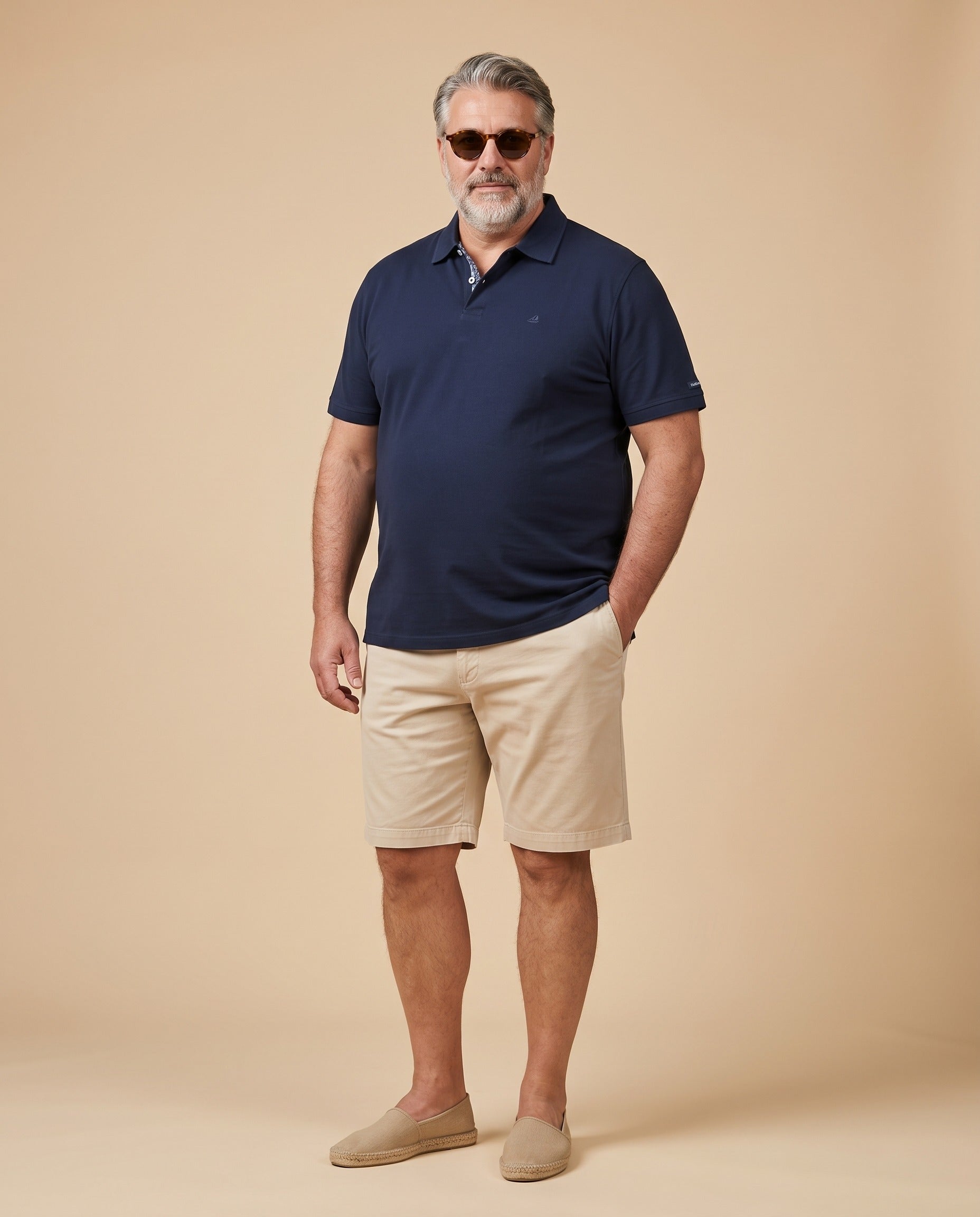 Polo blu navy in cotone — EXTRA LARGE