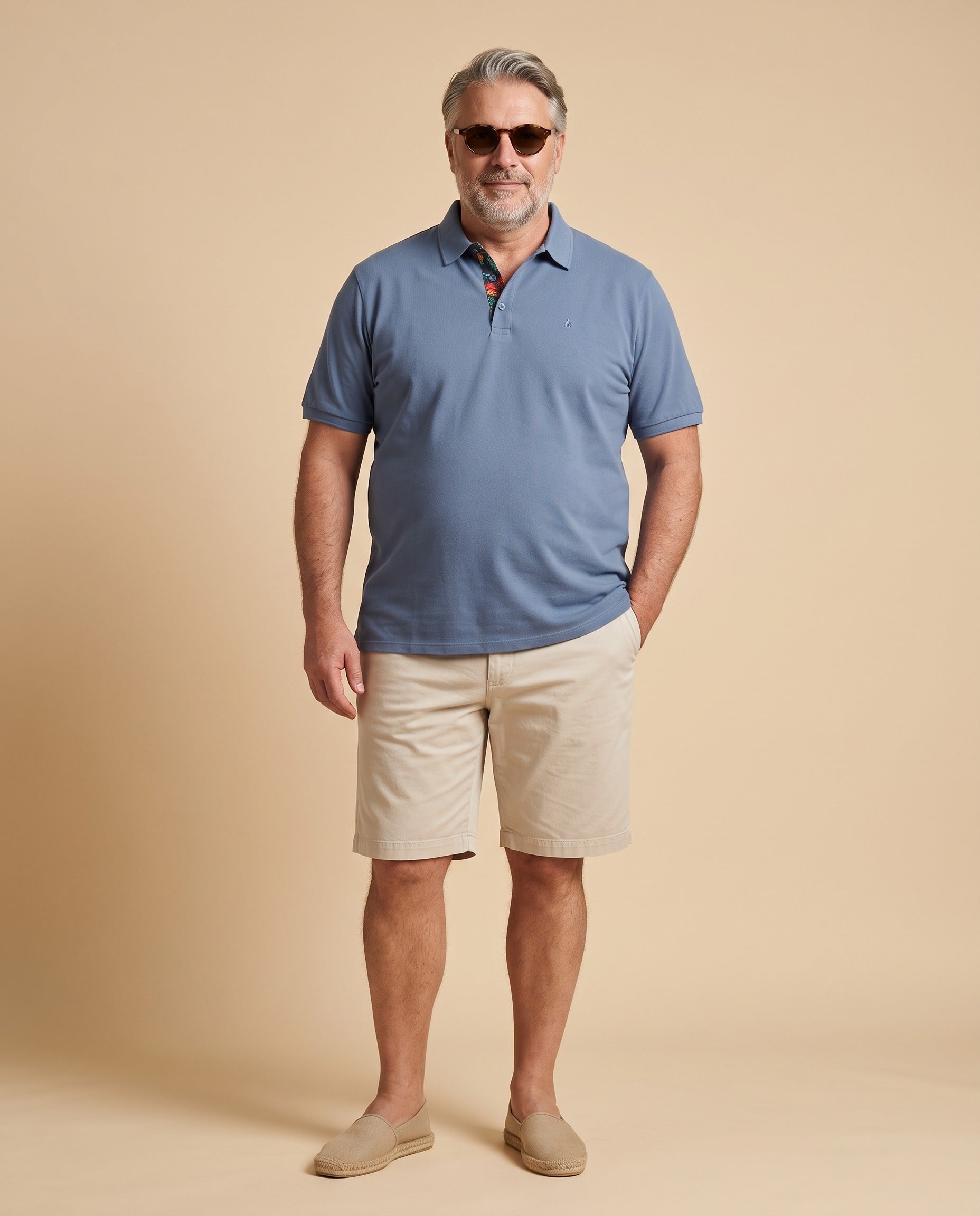 Polo blu grigio in cotone — EXTRA LARGE