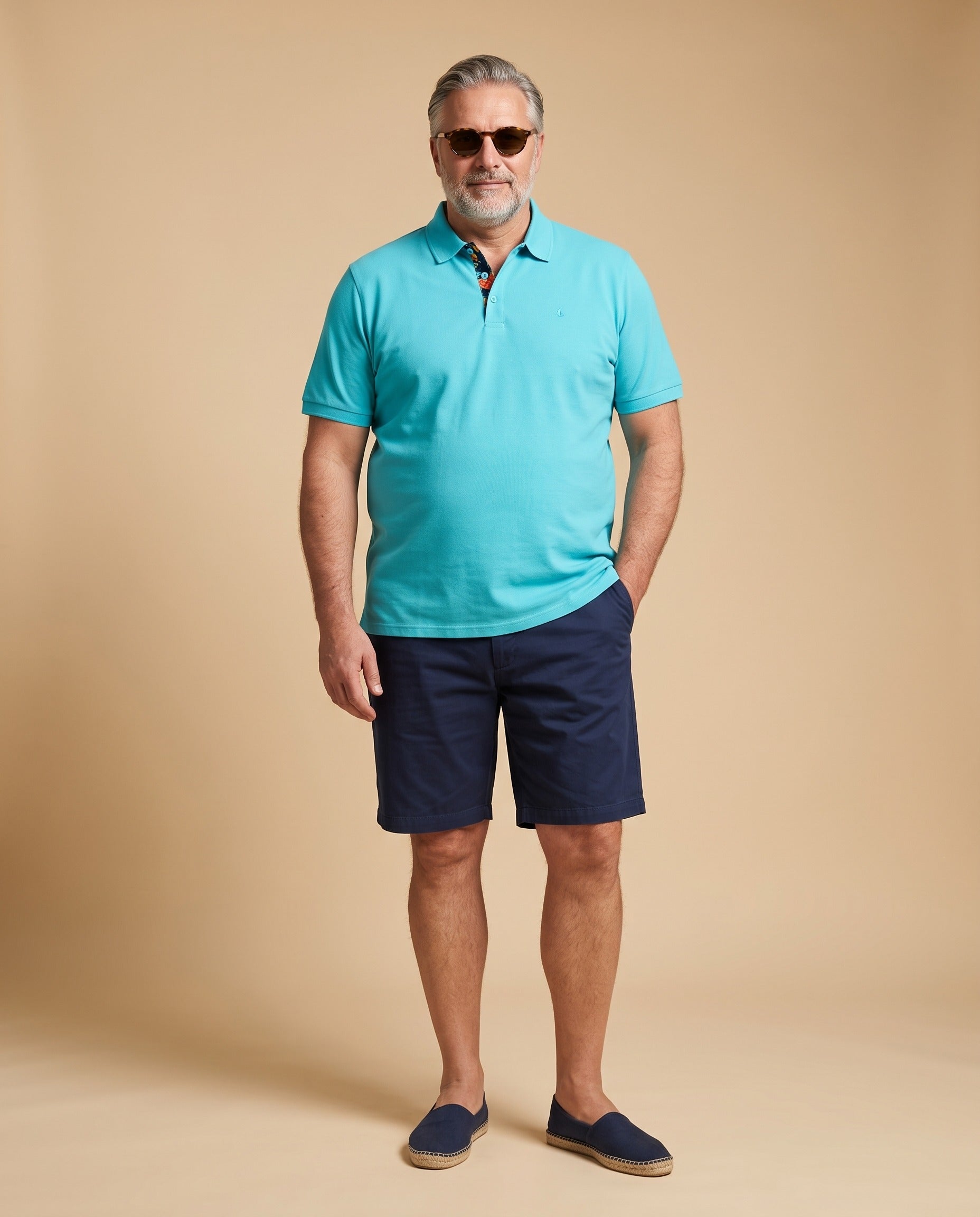 Polo turchese brillante in cotone — EXTRA LARGE