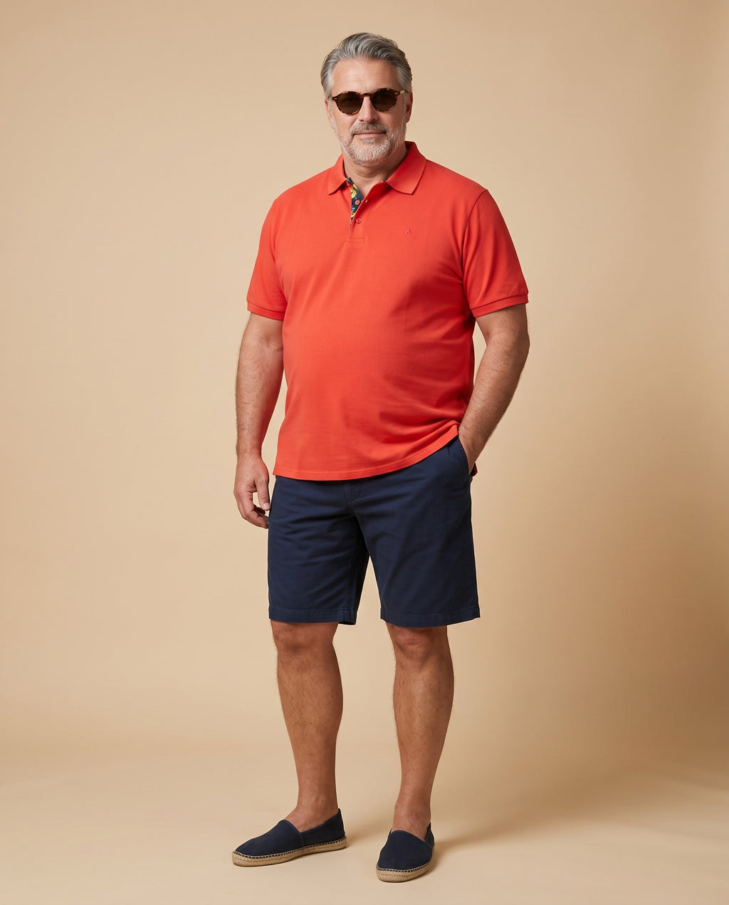 Polo rojo coral de algodón — EXTRA LARGE