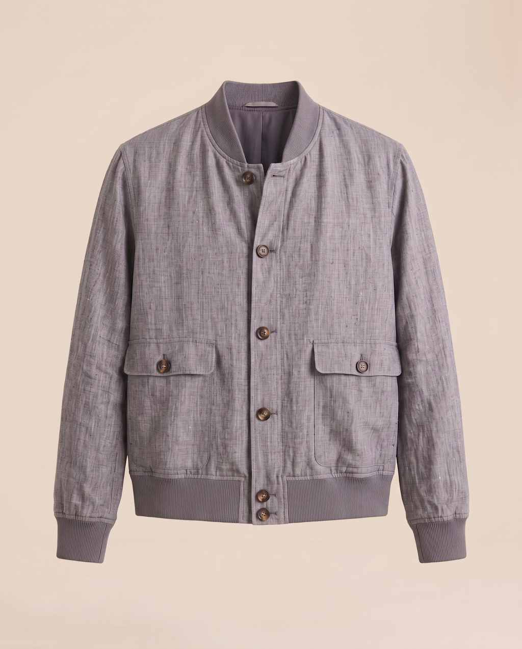 Bomber en lin gris chiné – devant