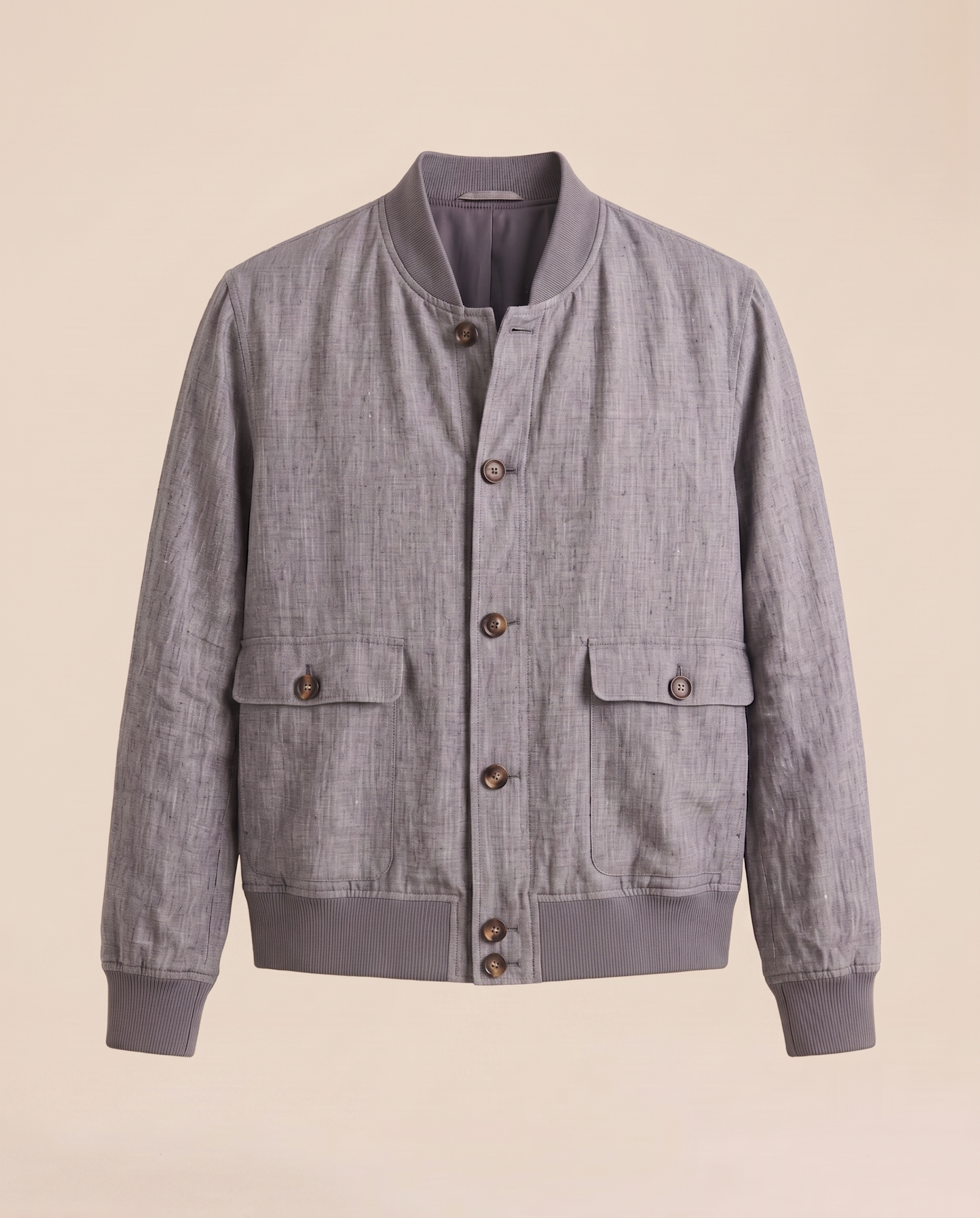 Bomber de lino gris melange – delantero