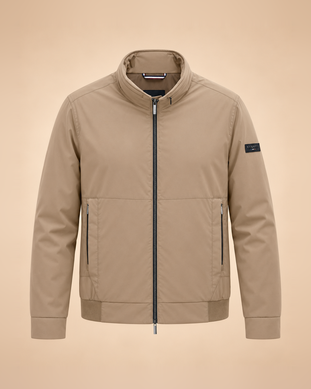 Cazadora bomber técnica beige arena – delantero