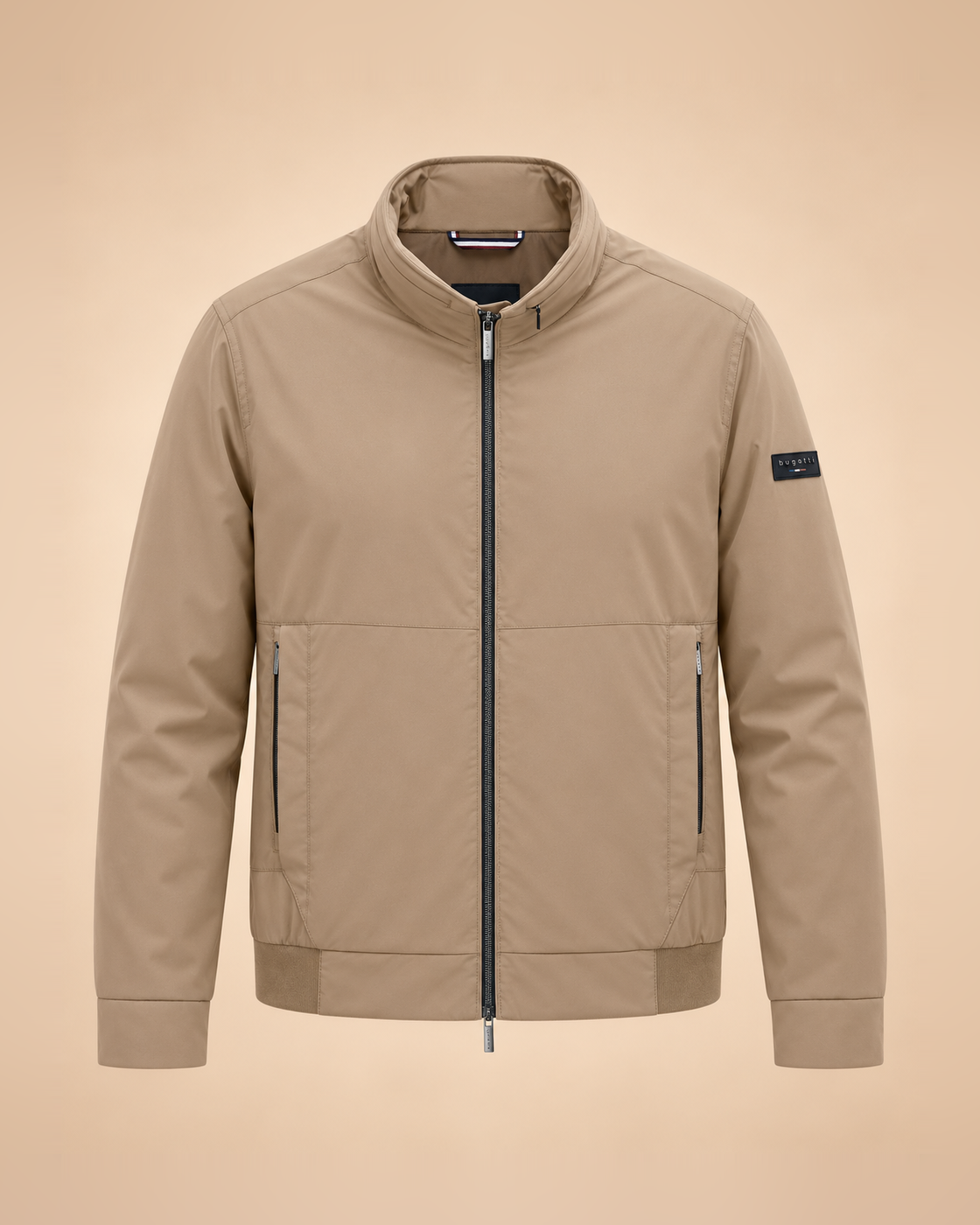Sand beige technical bomber jacket – front