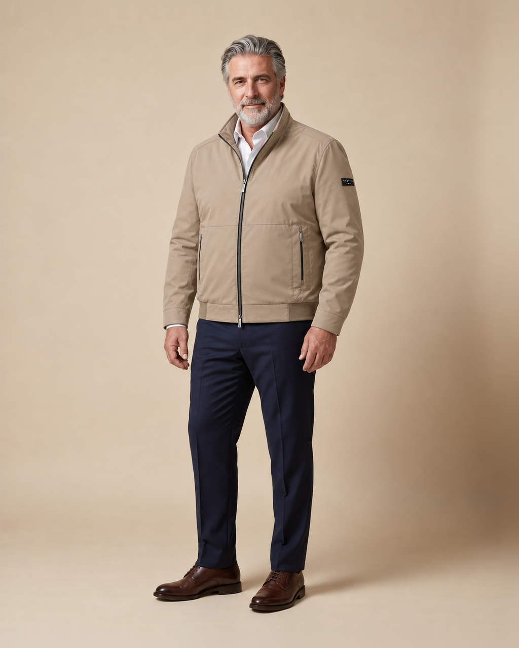 Cazadora bomber técnica beige arena — EXTRA LARGE