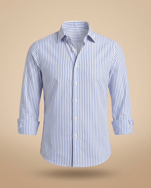 Camicia a righe bengala blu – fronte
