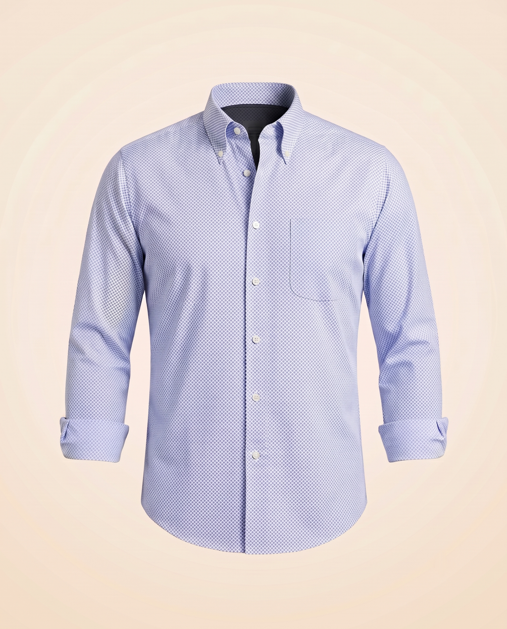 Camicia button-down azzurra con micro-diamante – fronte