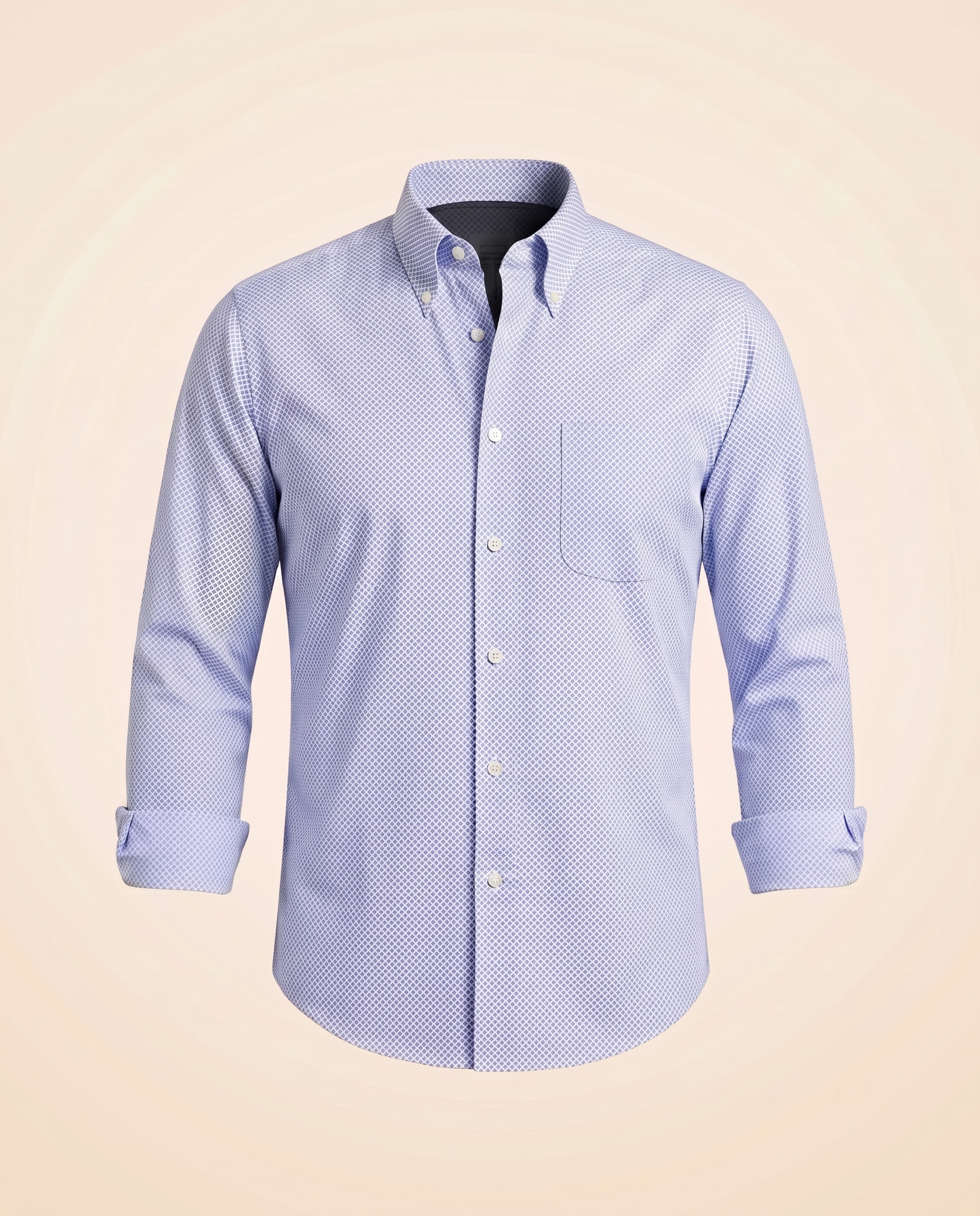 Camicia button-down azzurra con micro-diamante – fronte