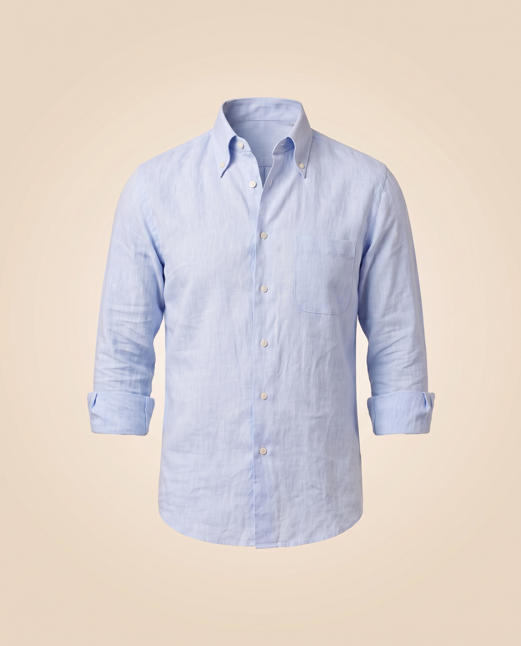 Camicia button-down azzurra in lino – fronte