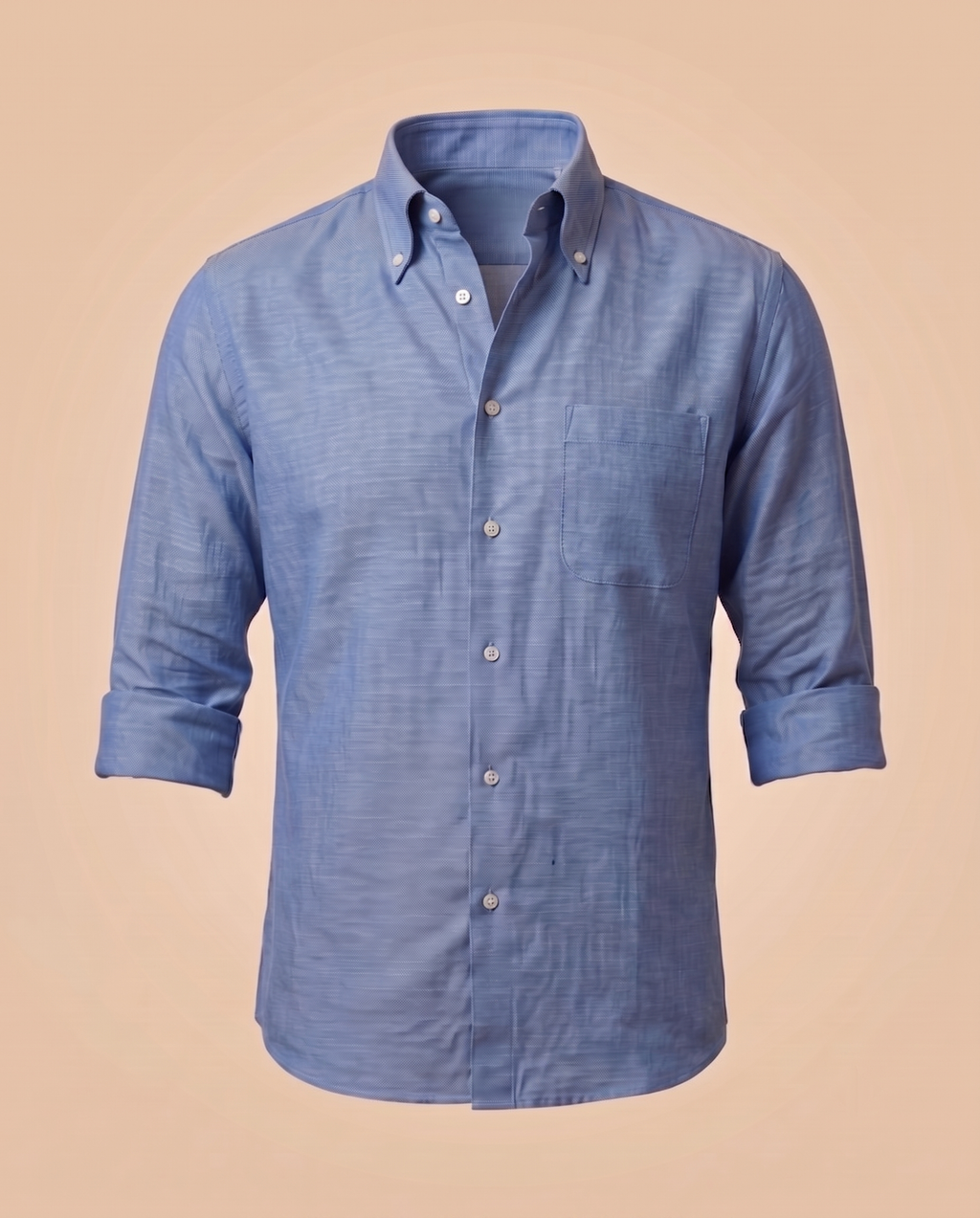 Camisa button-down azul de chambray – delantero