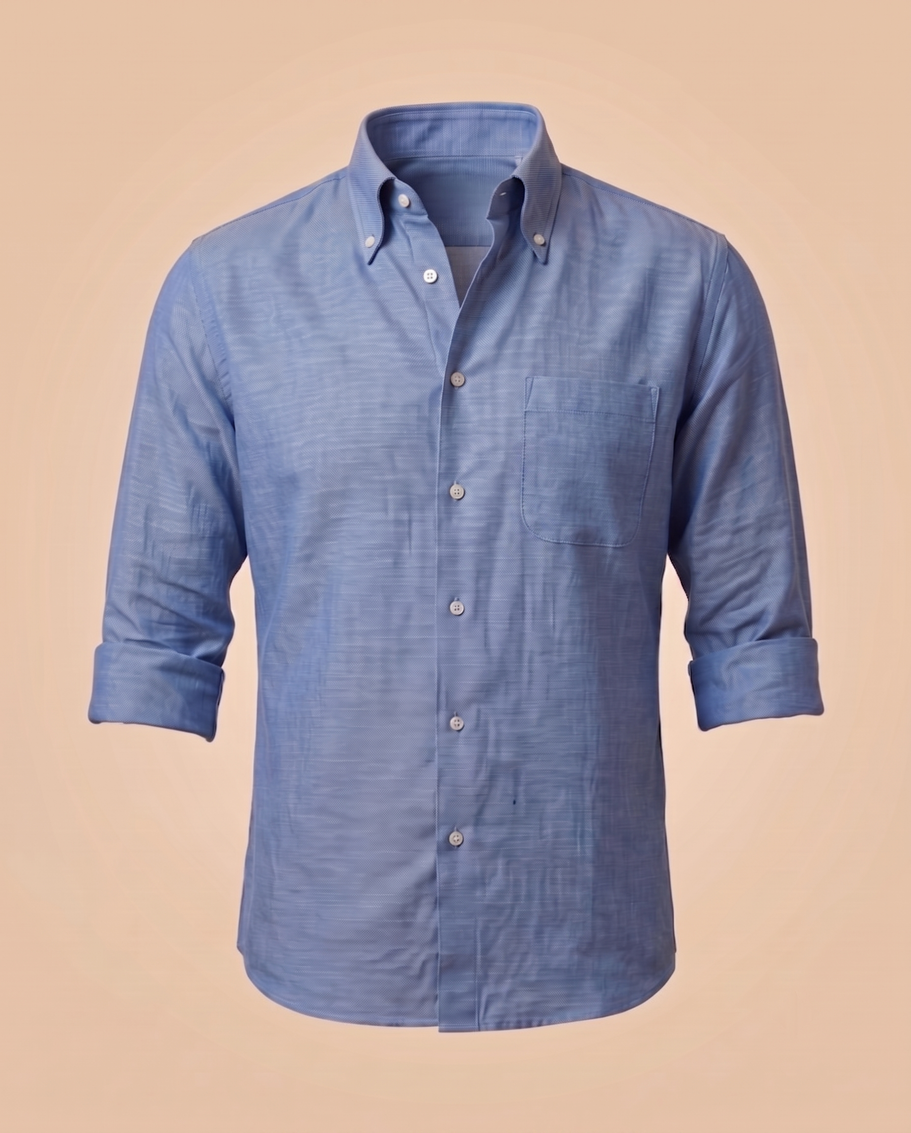 Camicia button-down blu in chambray – fronte