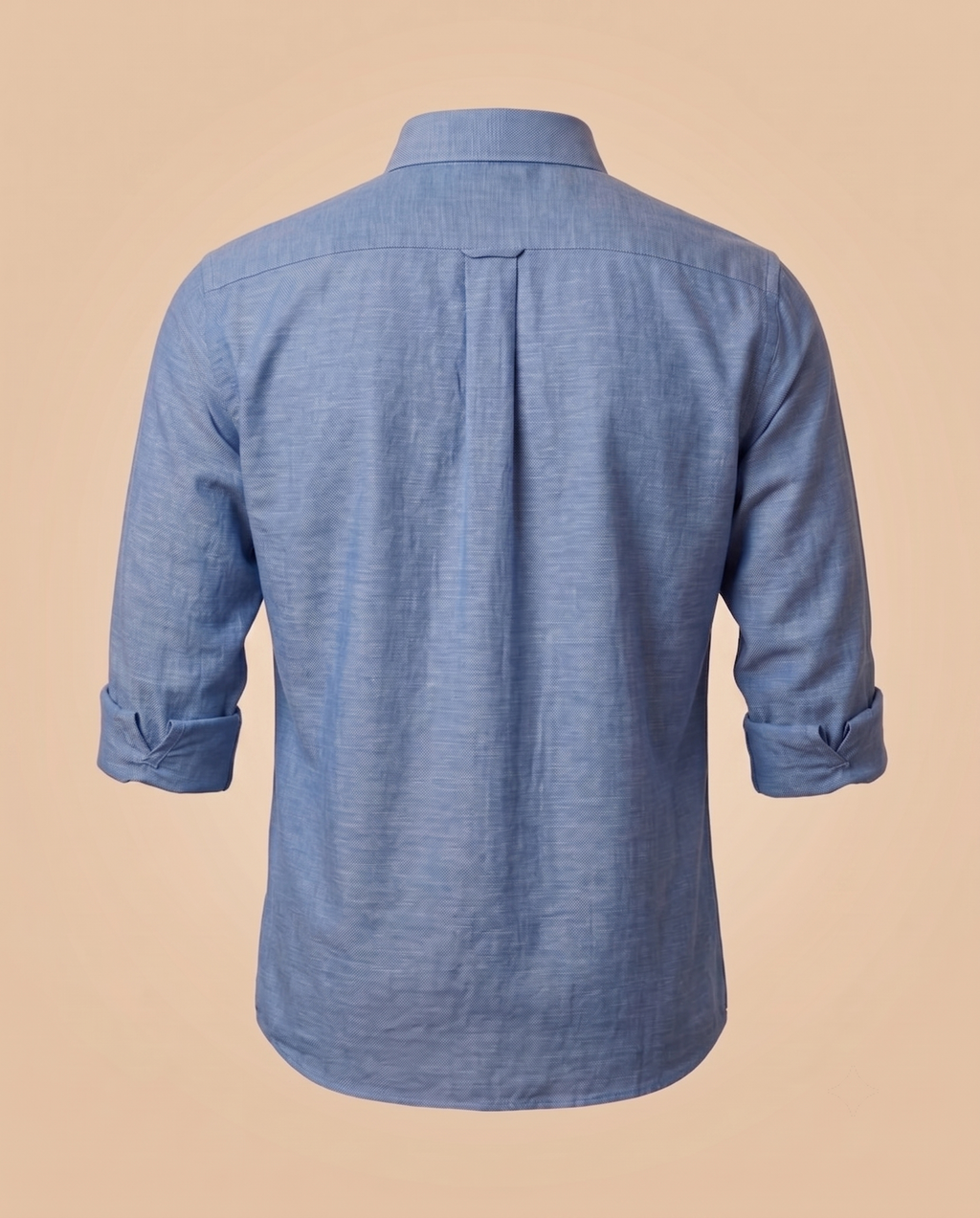 Camisa button-down azul de chambray – trasero