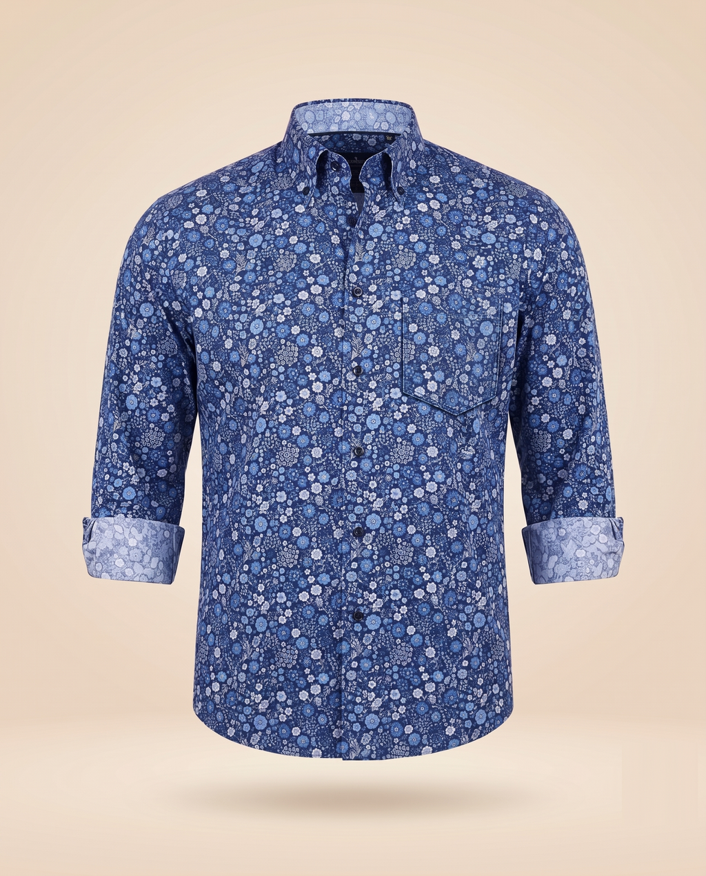 Camicia button-down floreale navy – fronte