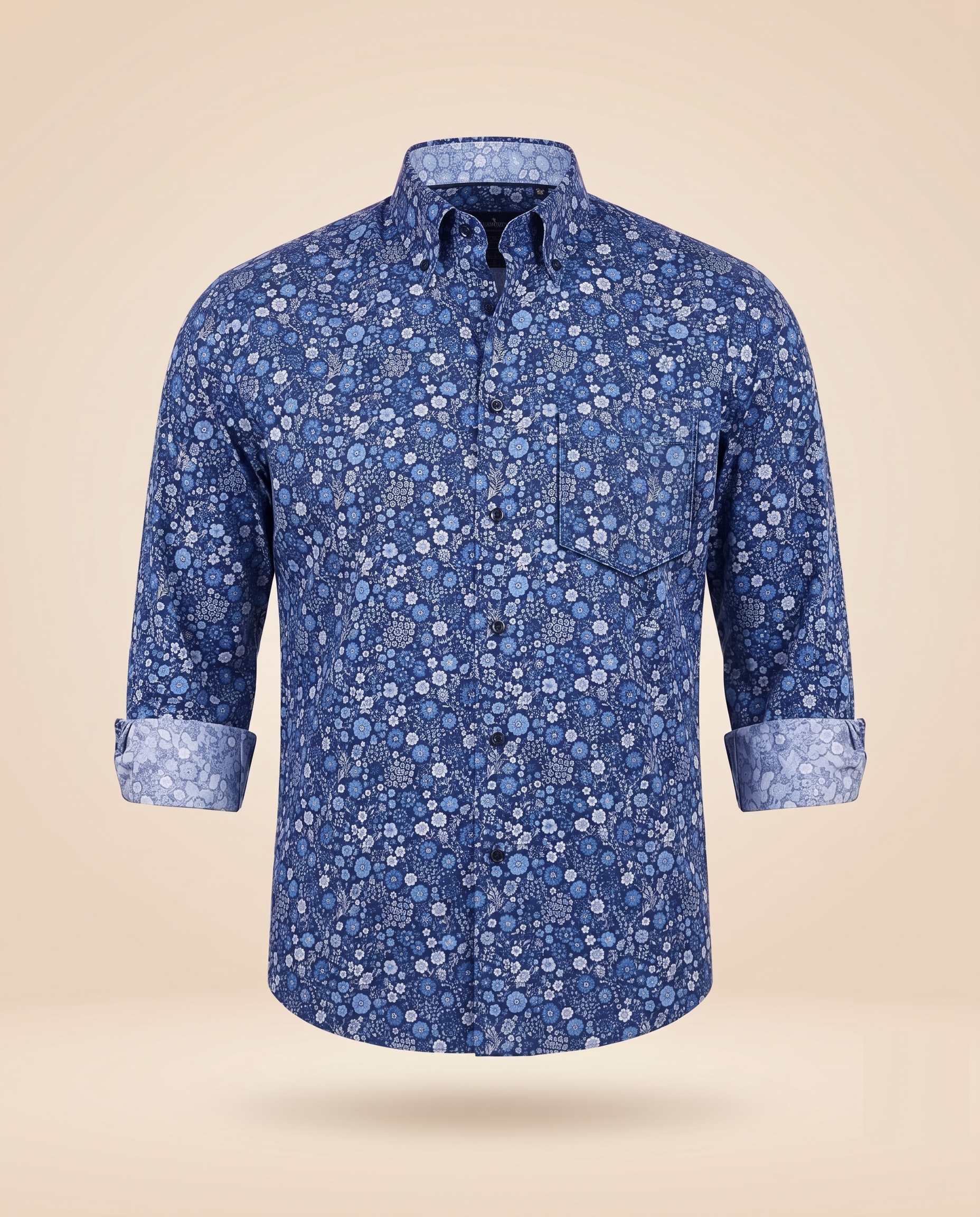 Camicia button-down floreale navy – fronte