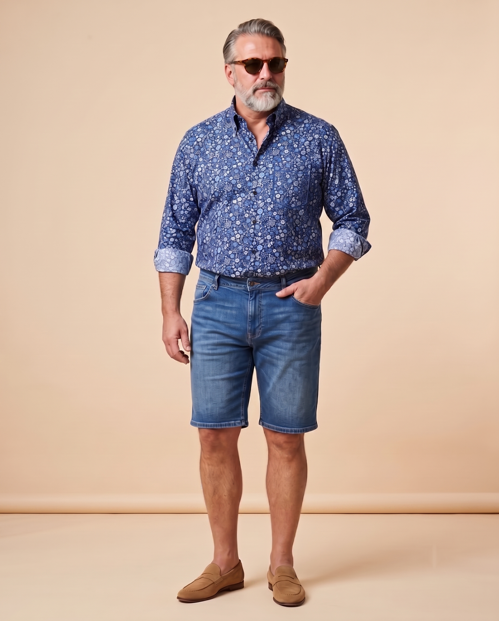 Camicia button-down floreale navy — EXTRA LARGE