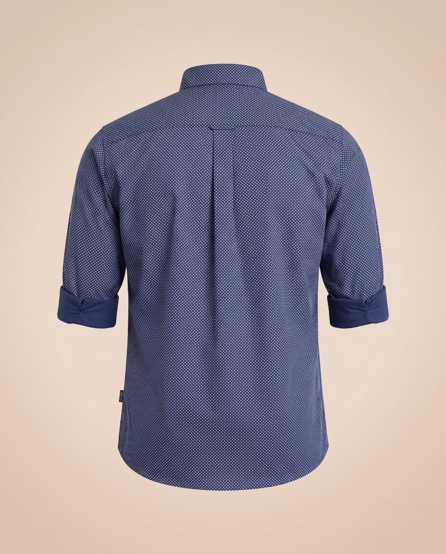 Camicia button-down navy con micro-diamante – retro