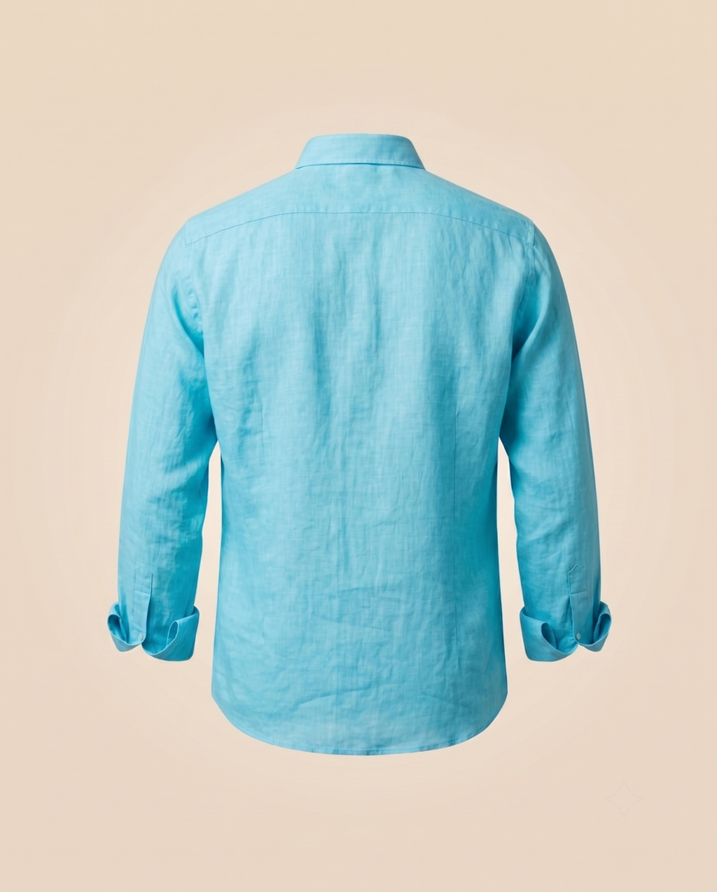 Camicia button-down turchese in lino – retro