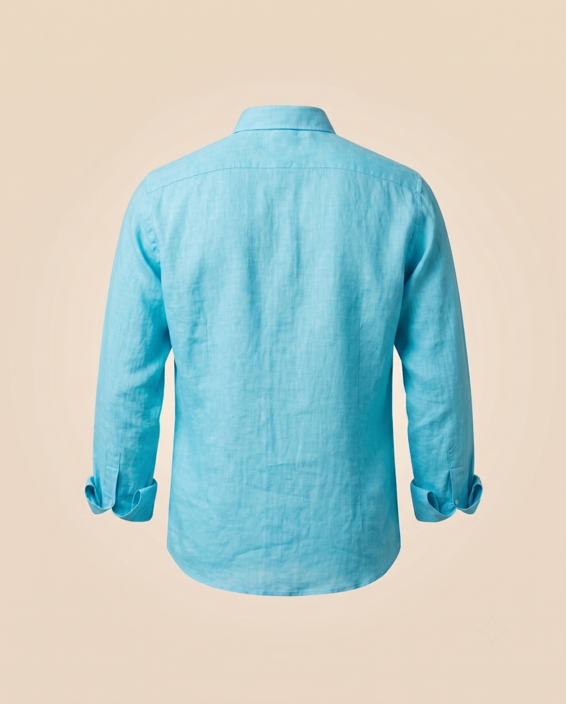 Camicia button-down turchese in lino – retro