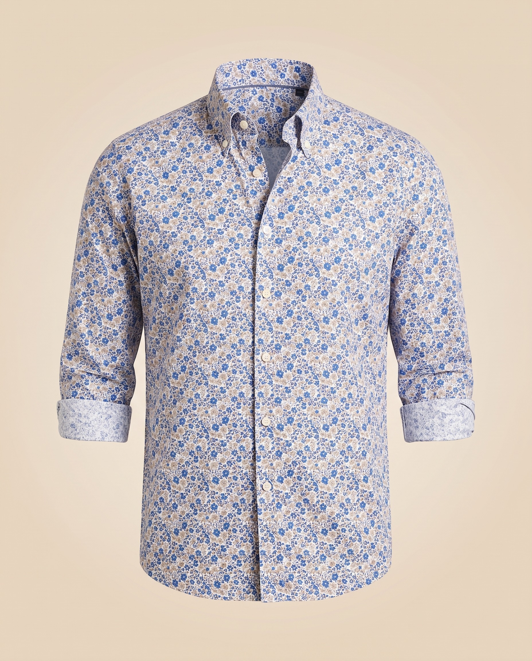 Camicia casual floreale blu – fronte