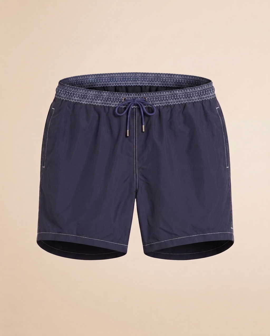 Costume da bagno blu navy con vita ricamata – fronte