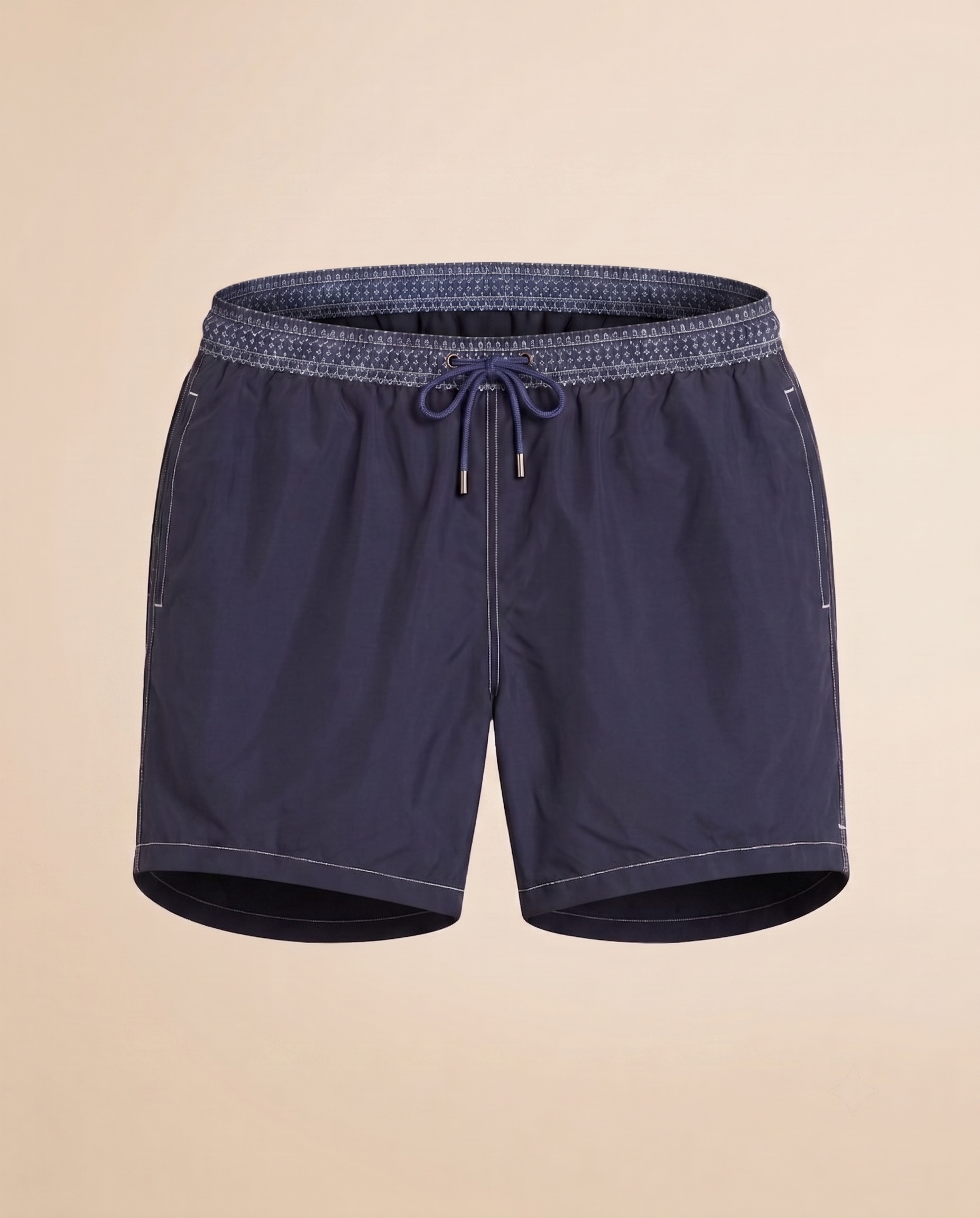 Bañador azul marino con cintura bordada – delantero