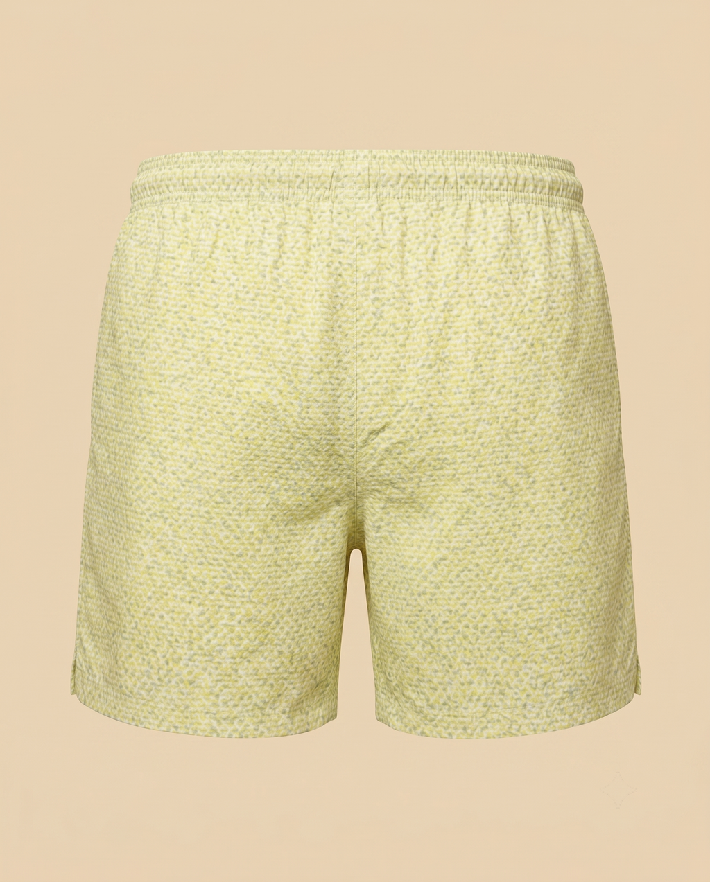 Yellow-green geometric print swim shorts – back