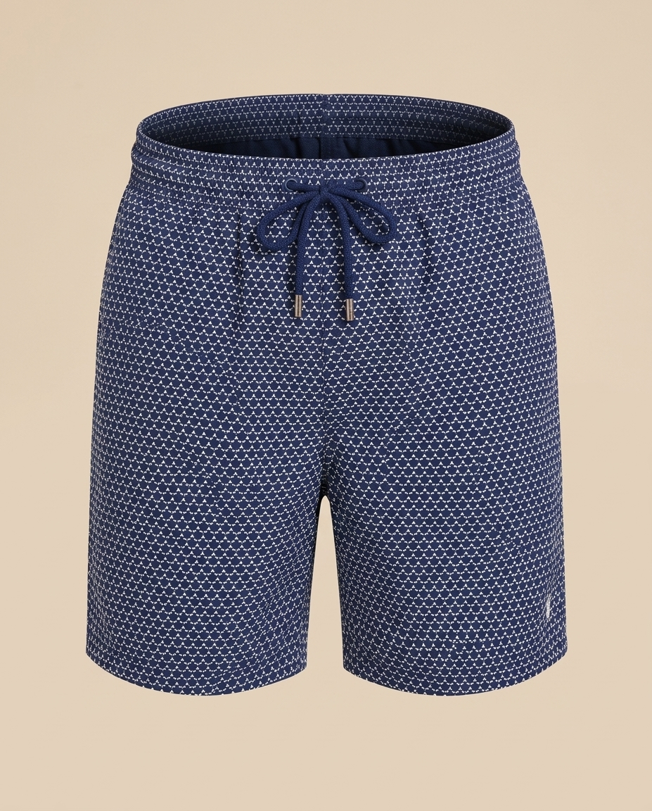 Costume da bagno navy micro-geometrico – fronte