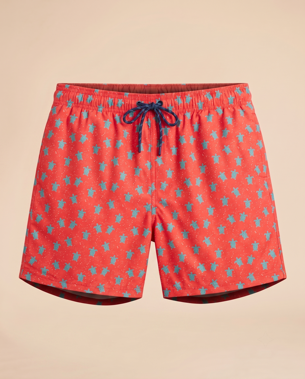 Costume da bagno rosso con stampa tartarughe – fronte