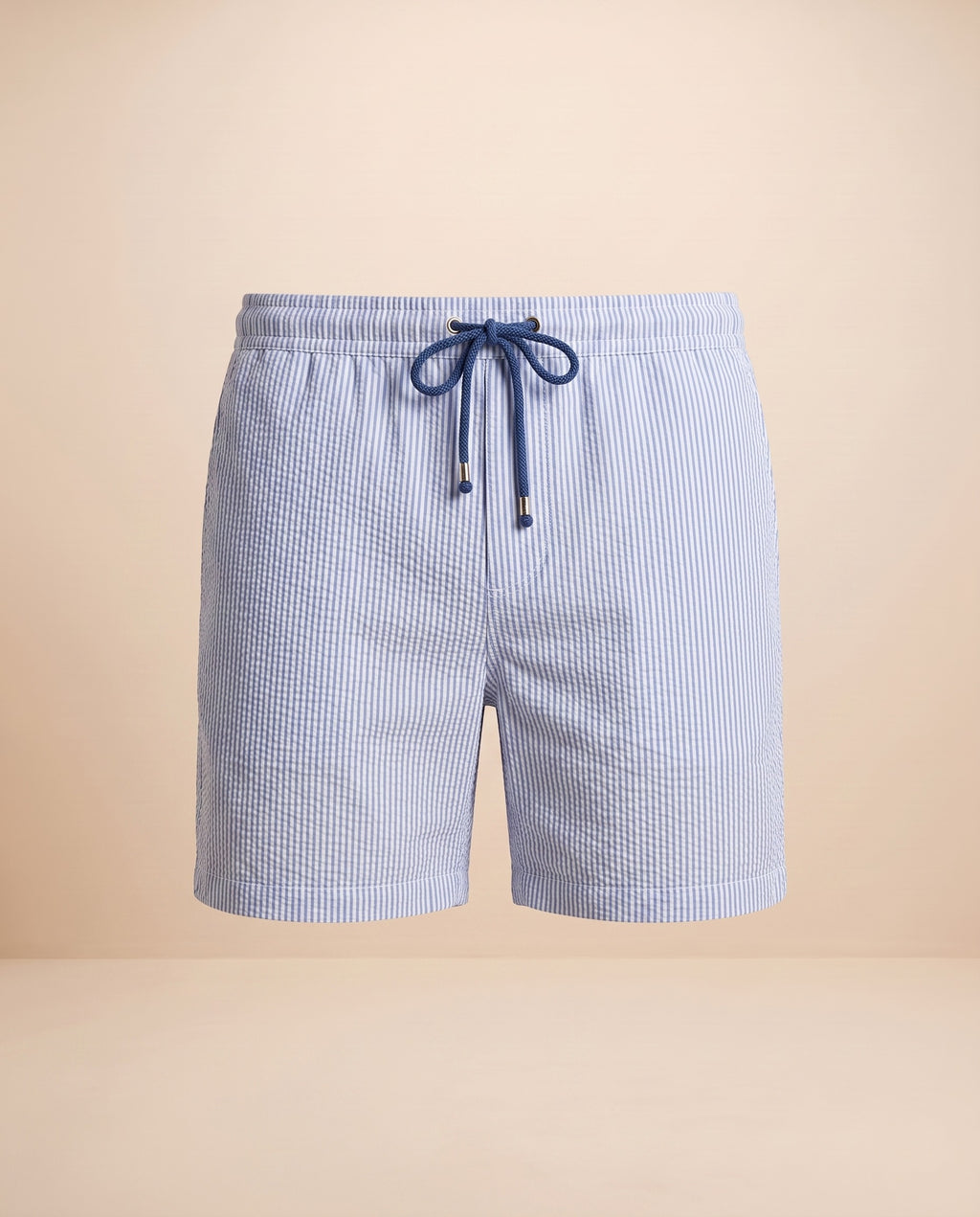 Costume da bagno seersucker a righe azzurre – fronte