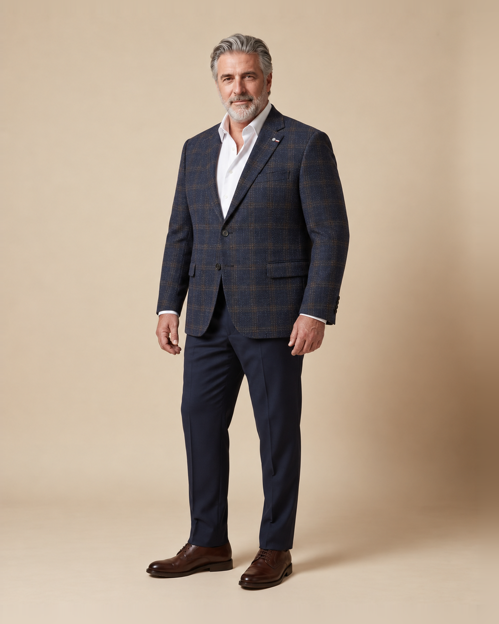 Giacca blu navy a quadro finestra — EXTRA LARGE