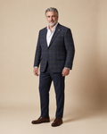 Giacca blu navy a quadro finestra — EXTRA LARGE