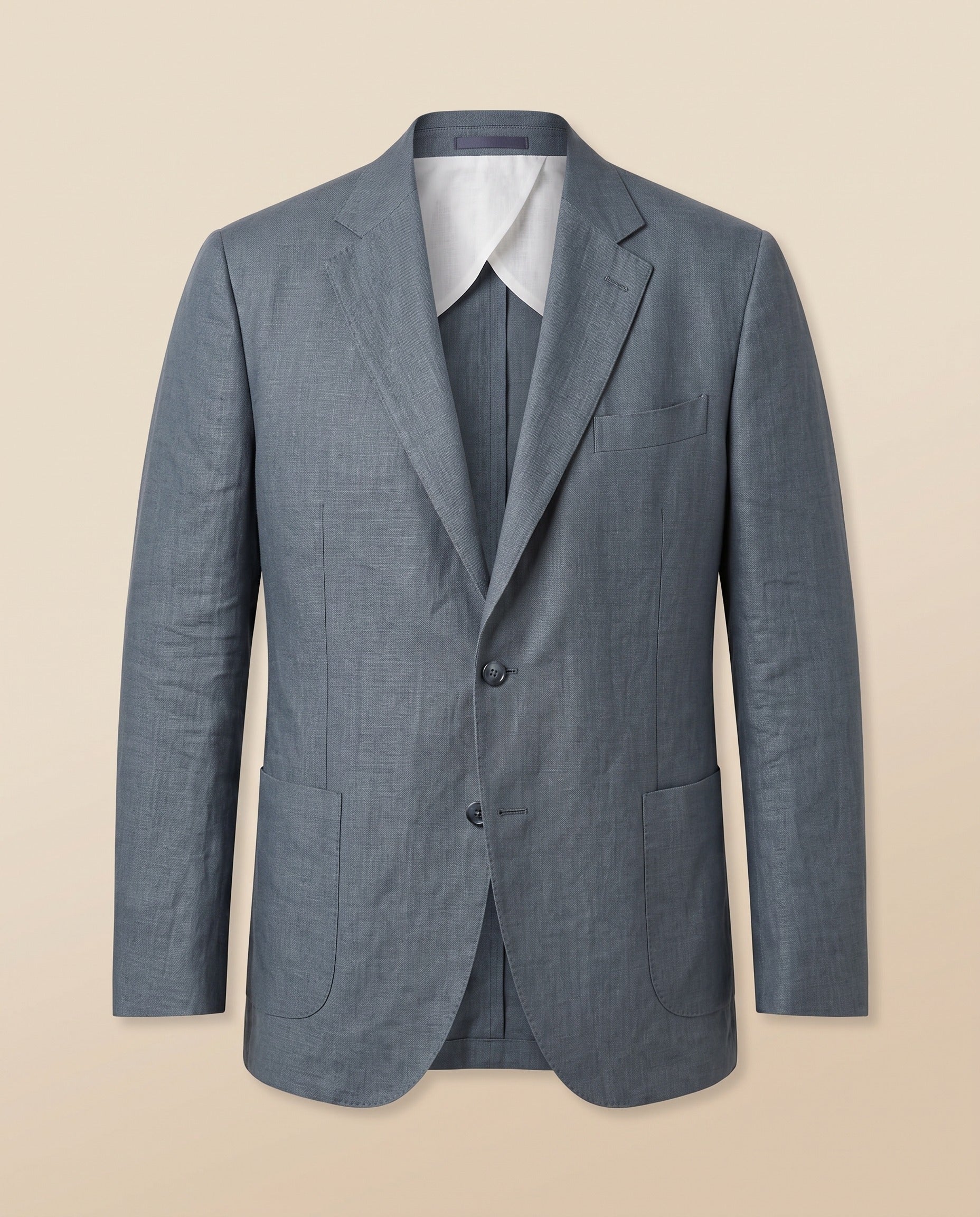 Chaqueta de lino azul grisáceo – delantero