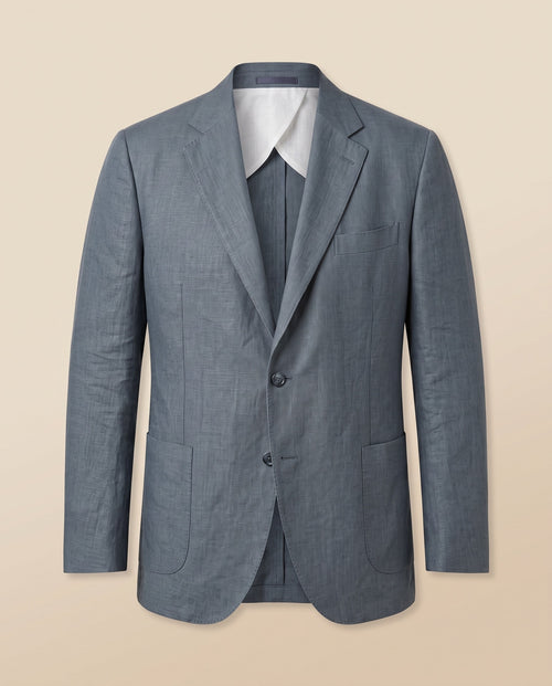 Giacca di lino blu grigio – fronte