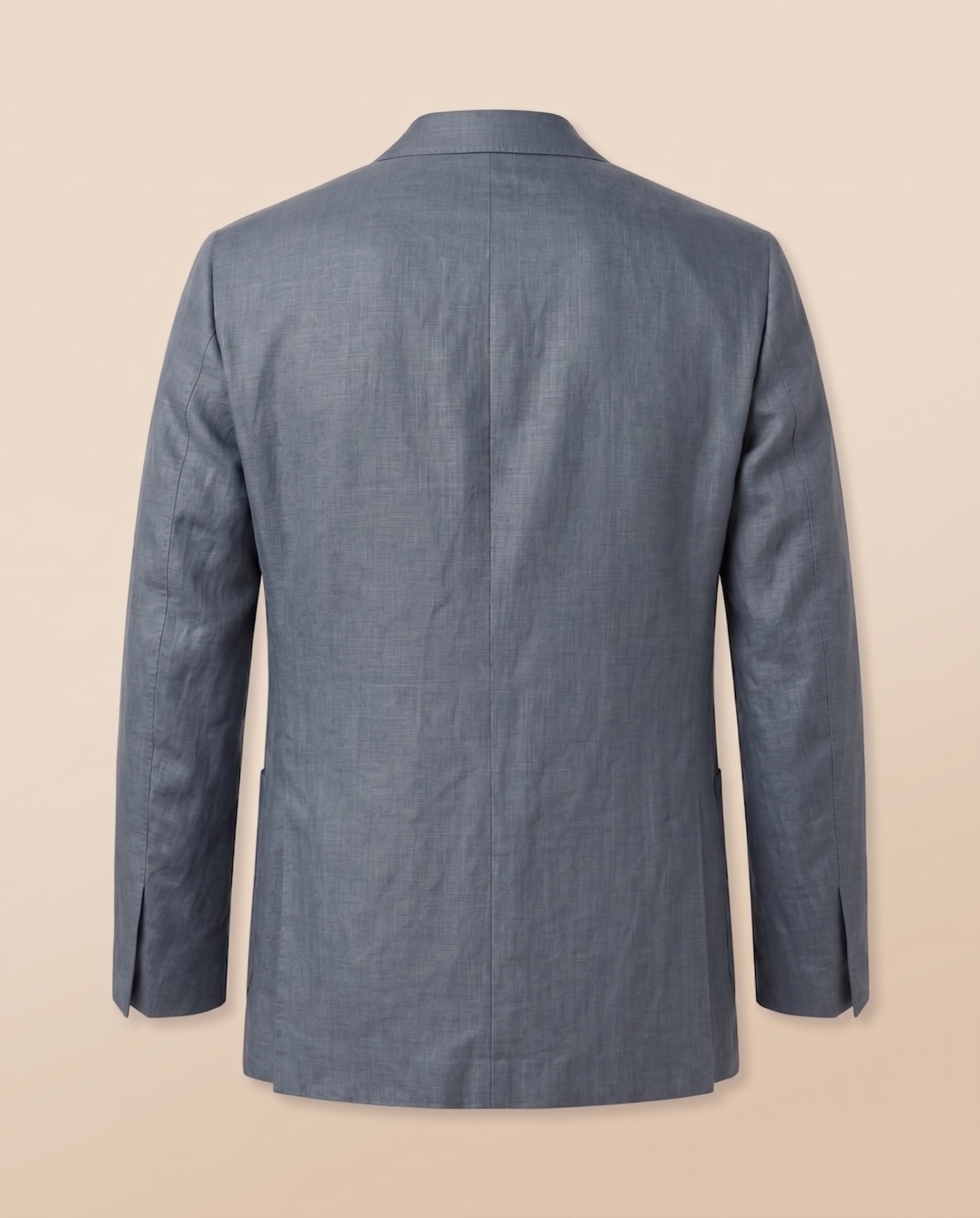Chaqueta de lino azul grisáceo – trasero
