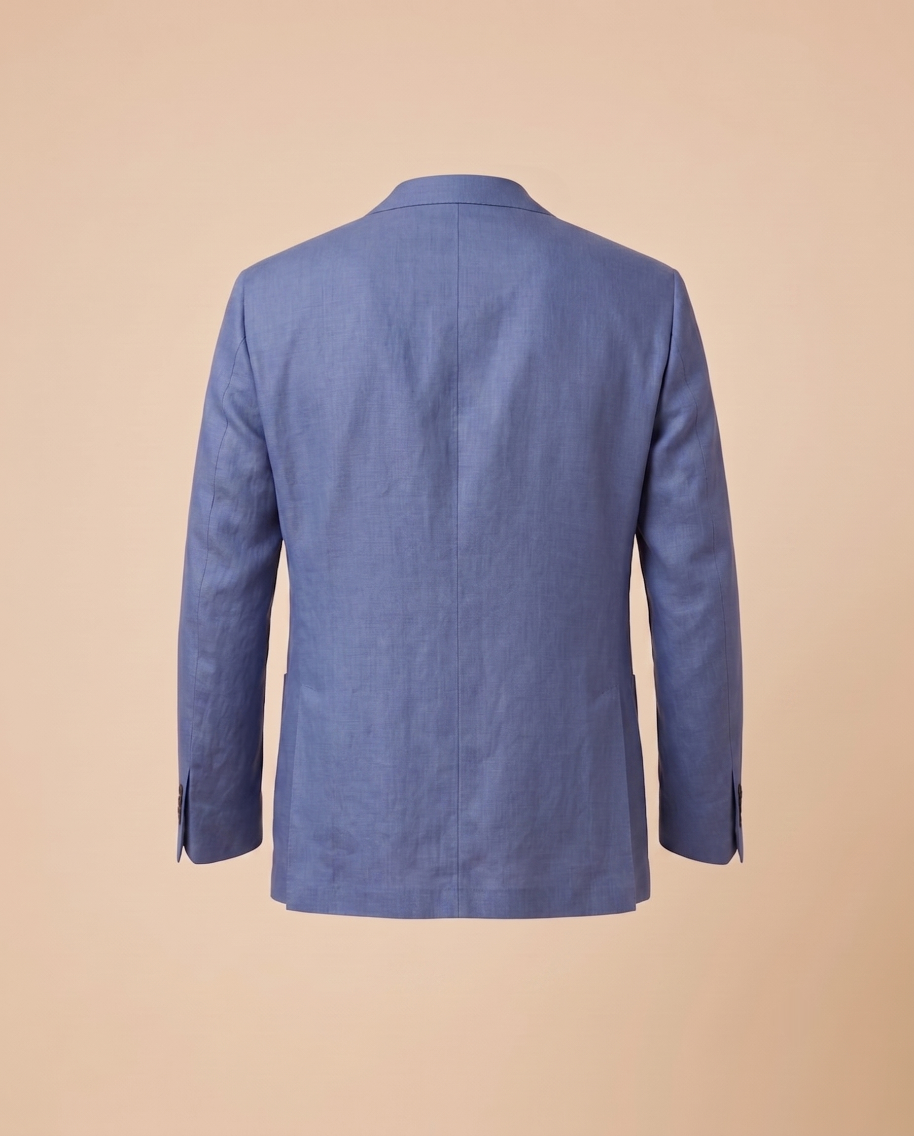 Chaqueta de lino azul medio – trasero
