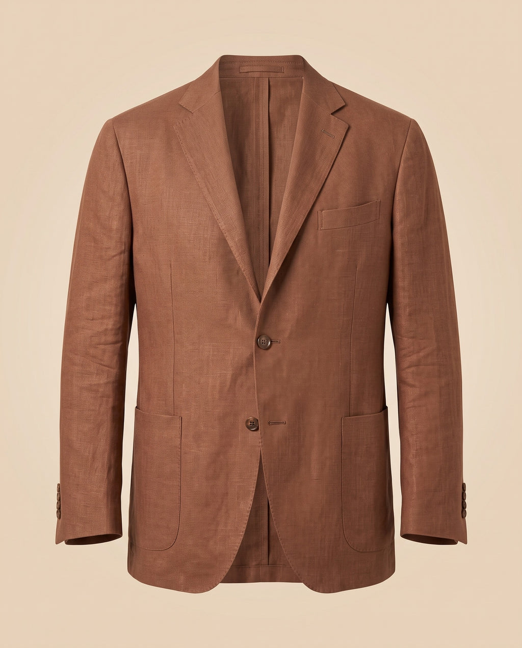 Chaqueta de lino marrón tabaco – delantero