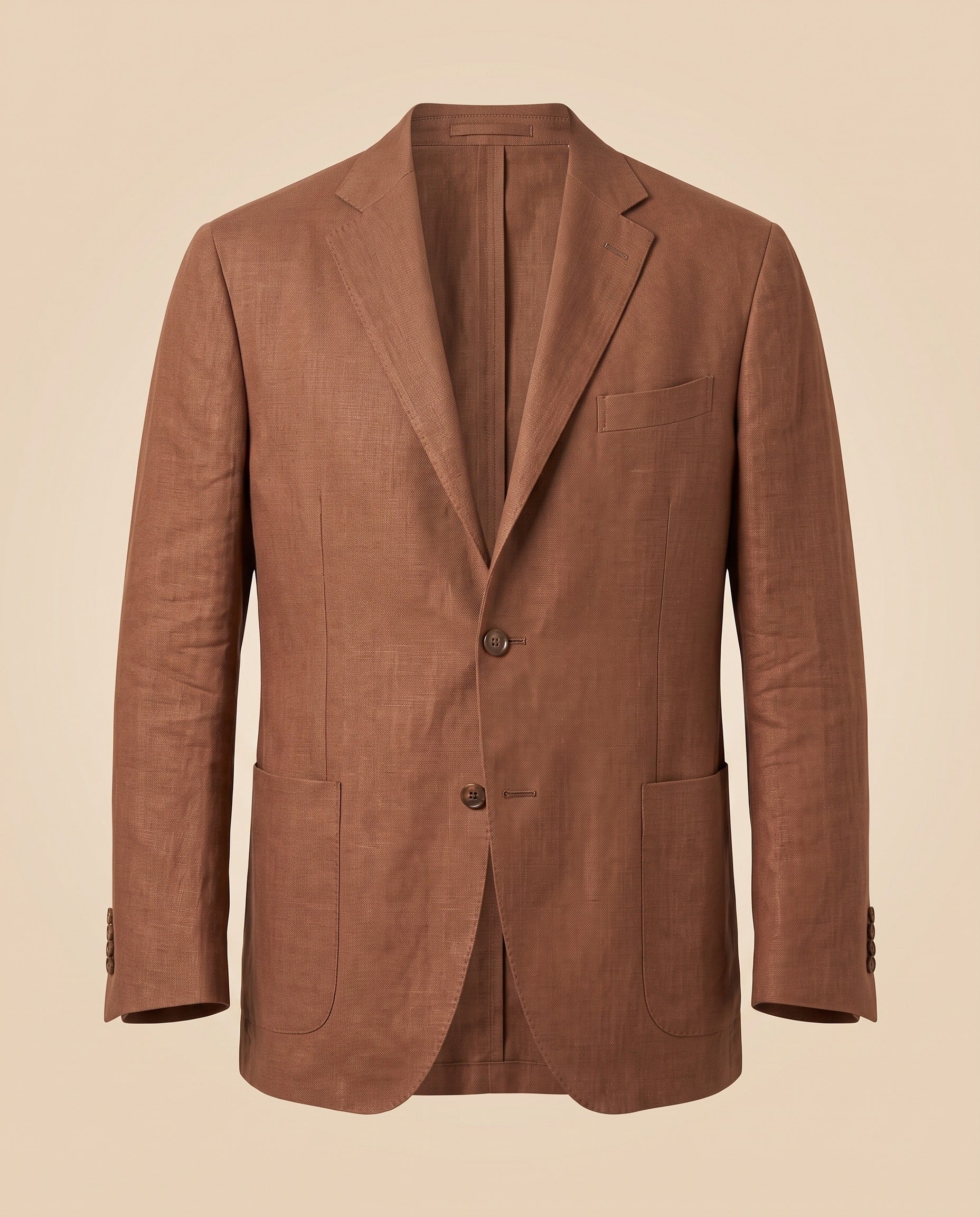 Chaqueta de lino marrón tabaco – delantero